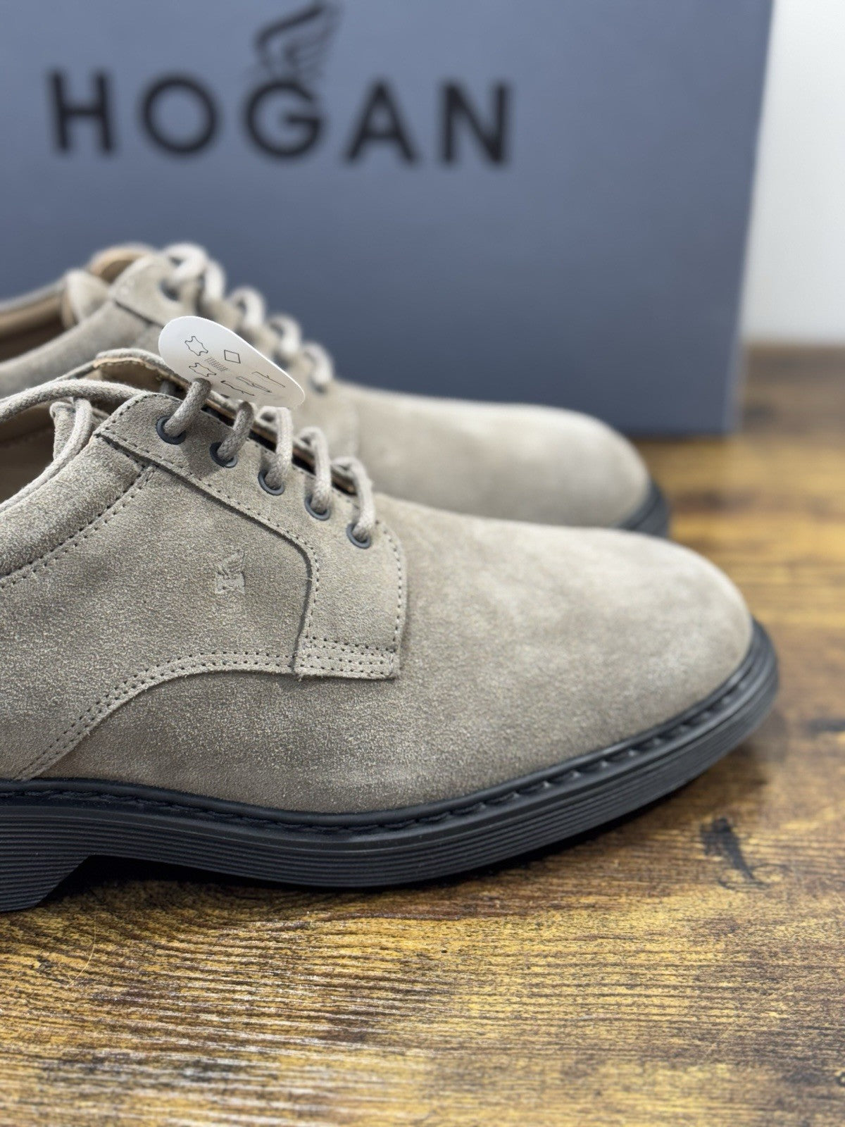 HOGAN scarpe Derby in Pelle Suede Palude Memory Foam Uomo 41