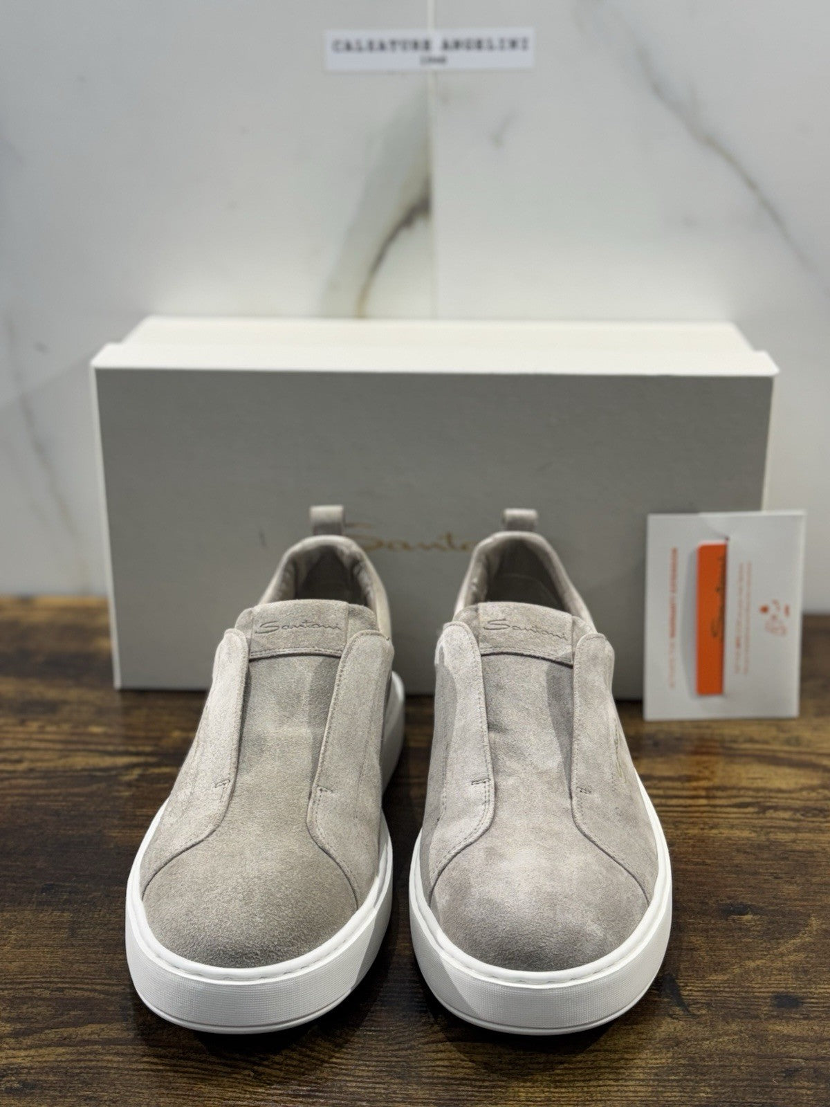 Santoni Sneaker Suede Beige Slip On Luxury Men Santoni Shoes Icon Uomo 40