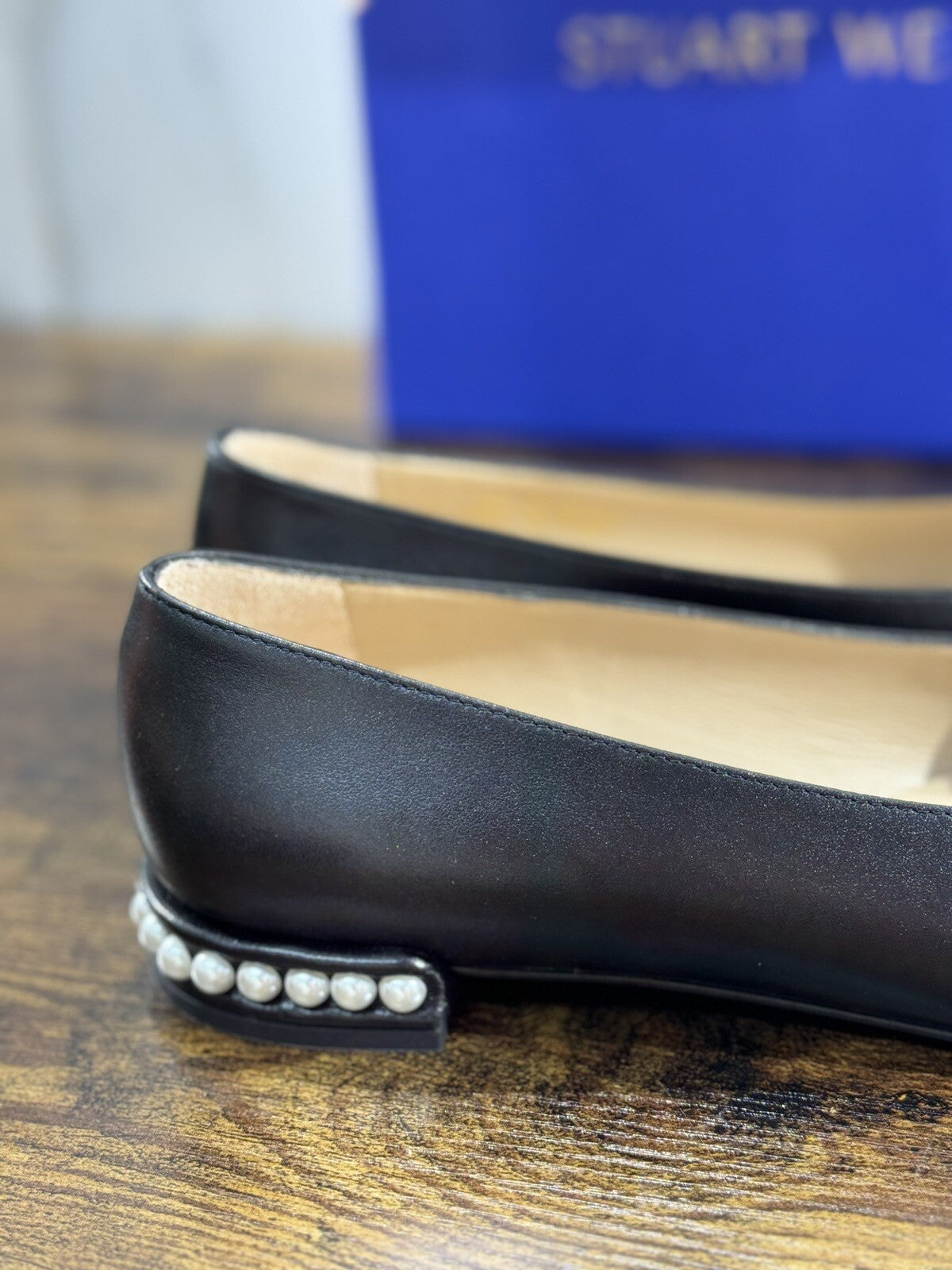 stuart weitzman Pearl Flat Nera Pelle Luxury Woman Shoes Ballerina 38
