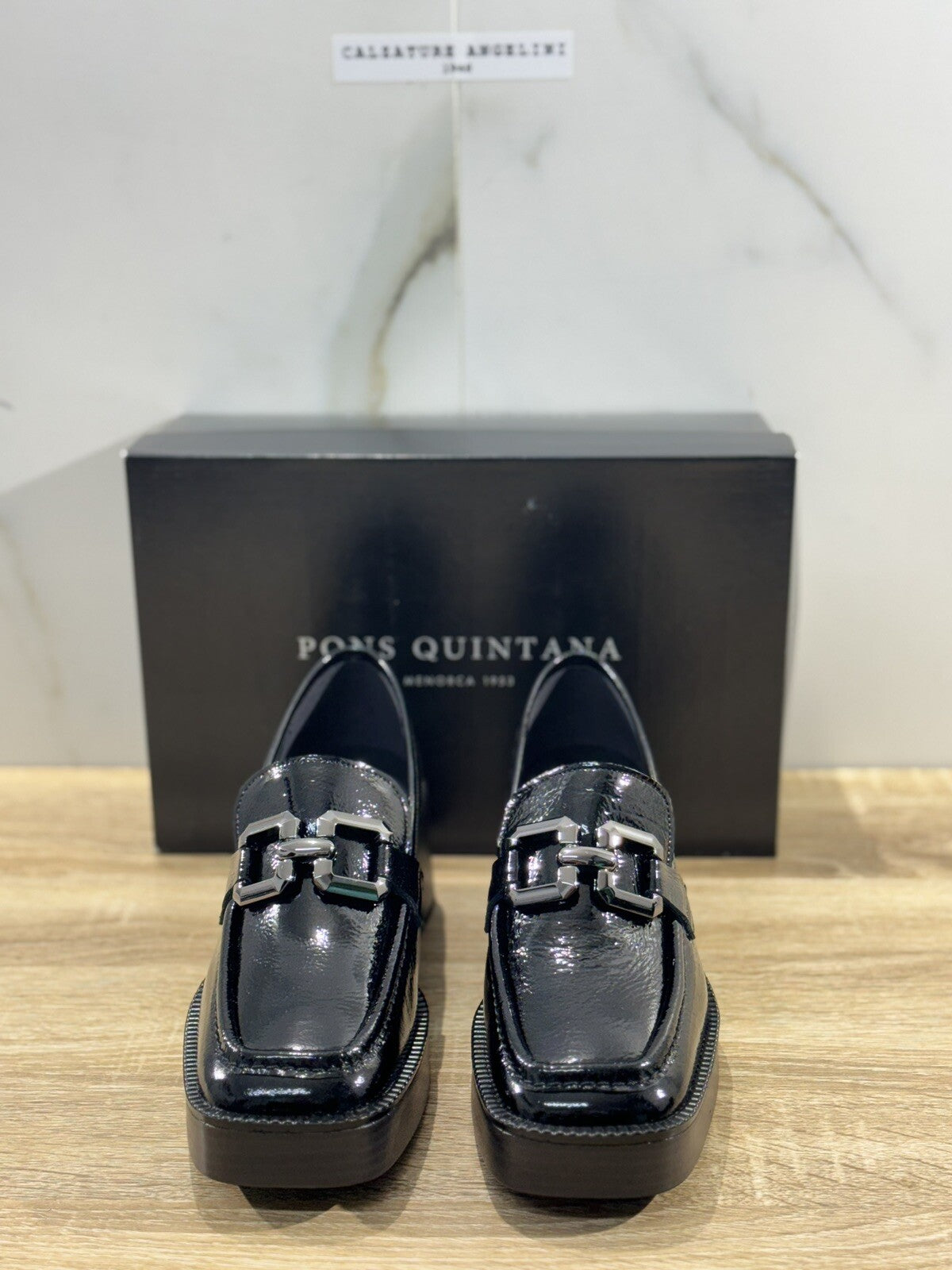 Pons Quintana Mocassino Donna Pelle Nero Con Tacco Casual Loafer 39