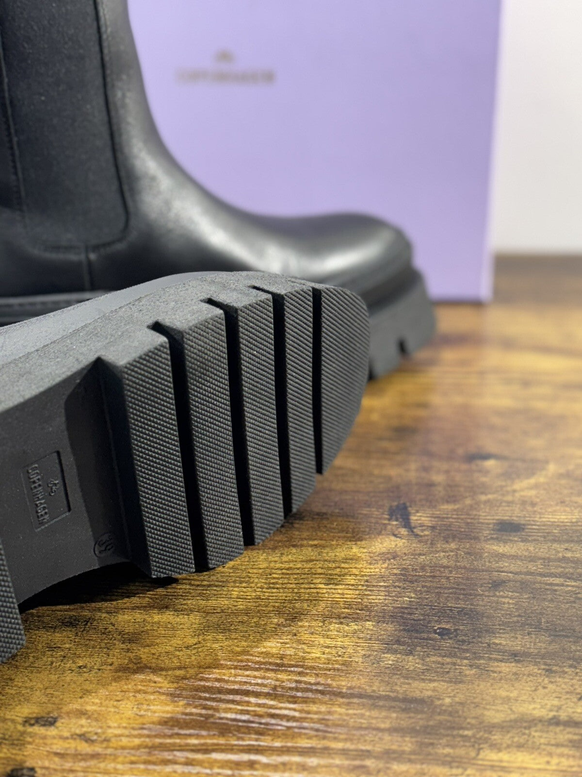 Copenhagen Chelsea Boot Combat Donna Pelle Waxed Nero Casual Boot 39