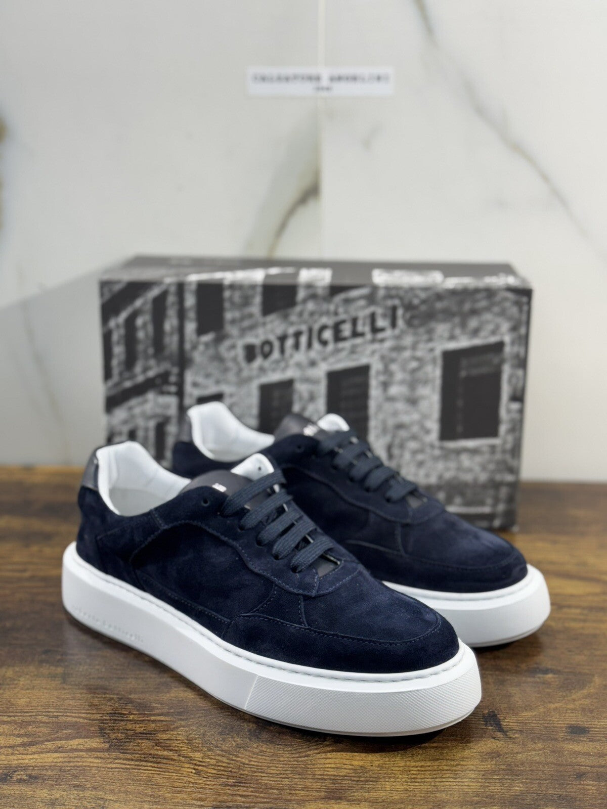 Roberto Botticelli Sneaker Uomo Pelle Blu Icon Fondo Gomma Made In Italy 42
