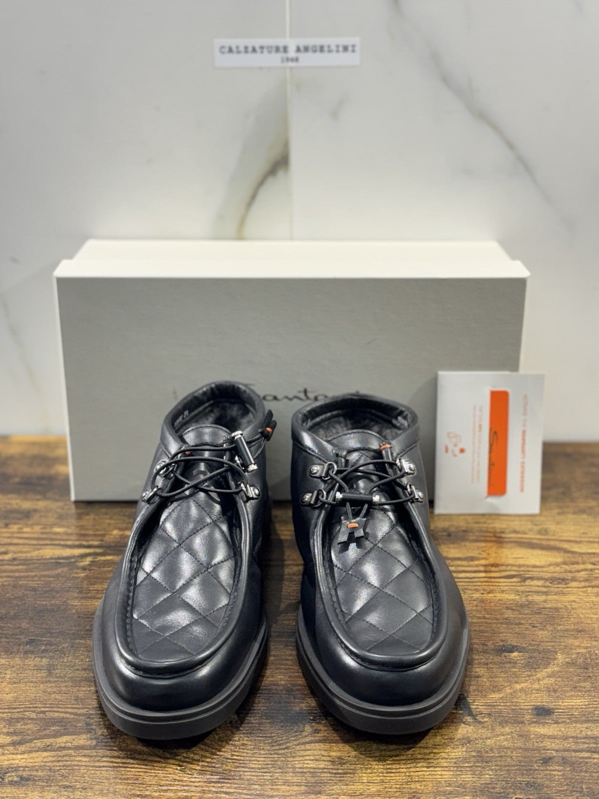 Santoni Polacco Pelle Nera Custom Made LimitedLuxury Men Santoni Shoes Uomo 42