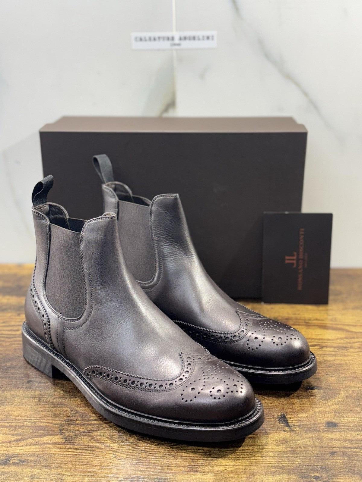 Rossano Bisconti Chelsea Boot Uomo Pelle T Moro Fully Made In Italy 40