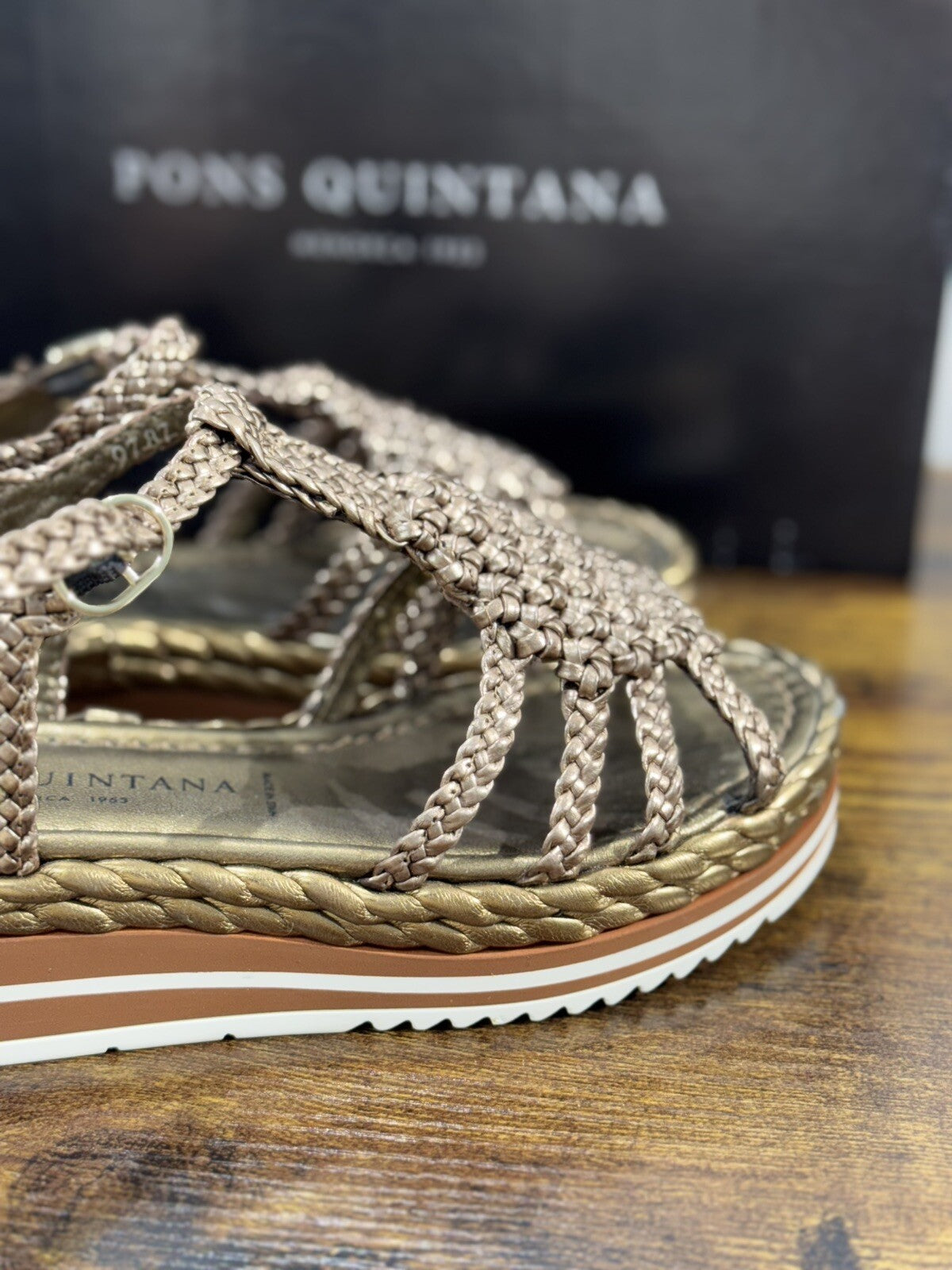 Pons Quintana Sandalo Donna Milan Pelle Bronzo Handmade Zeppa 35