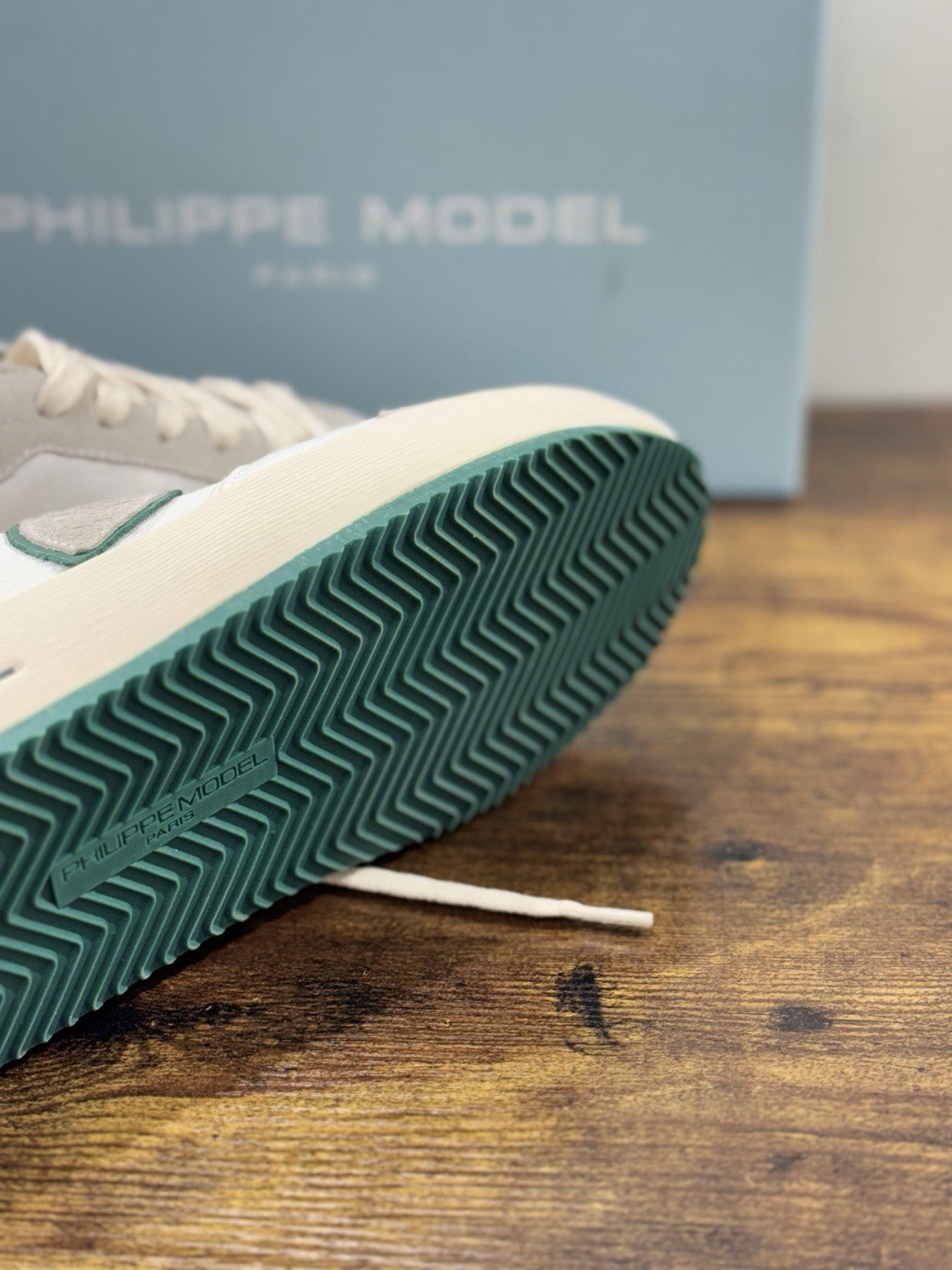 Philippe Model Nice Low Men Sneaker Uomo Pelle E Suede Bianca Verde 42