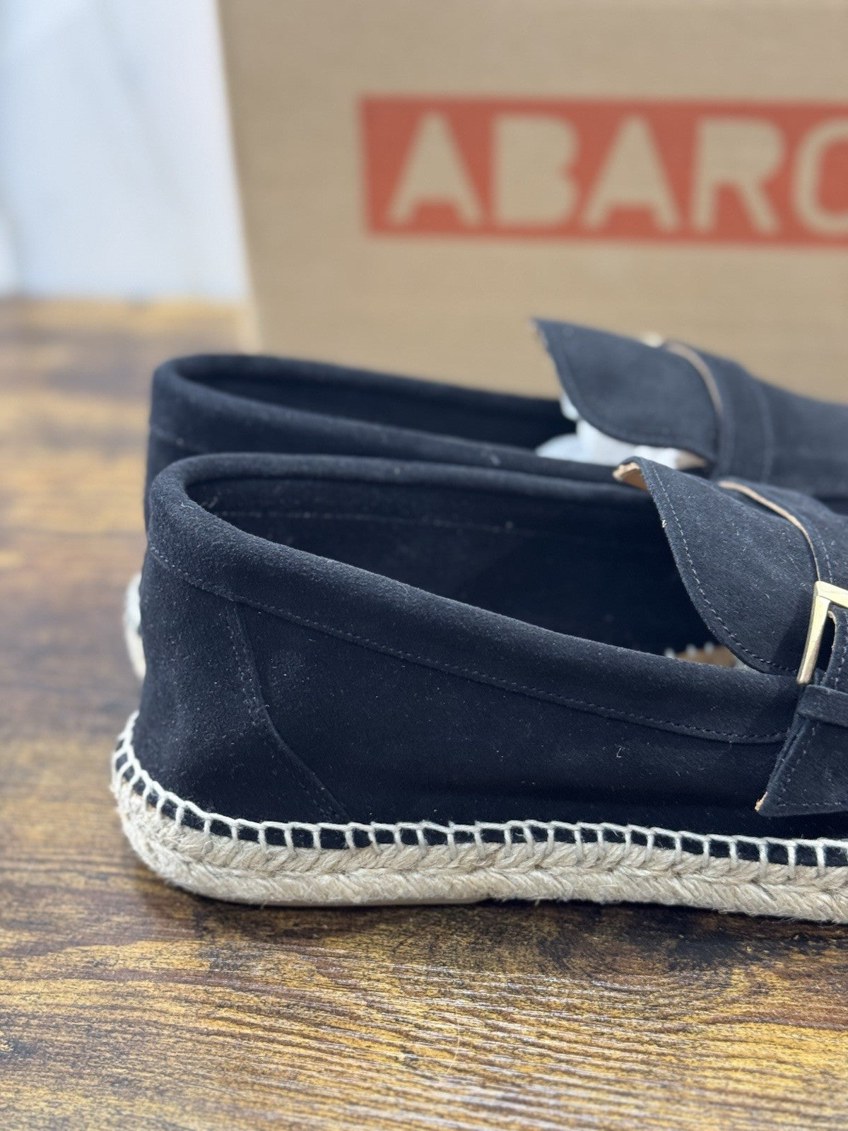 Abarca Espadrilles Suede Nero Casual Uomo 44