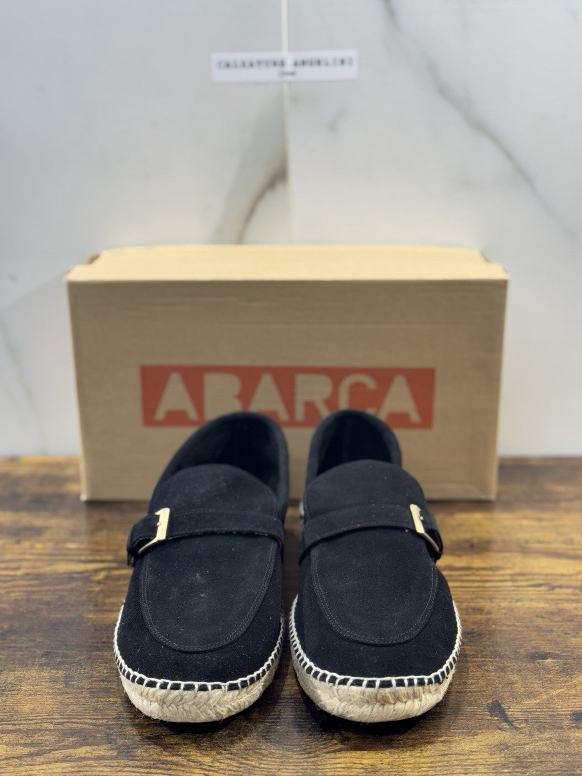 Abarca Espadrilles Suede Nero Casual Uomo 44