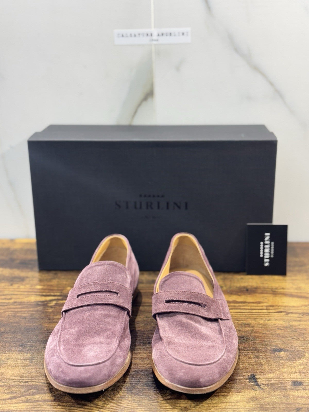 Sturlini Firenze Mocassino Uomo Suede Prugna Luxury Craftmanship Men 40