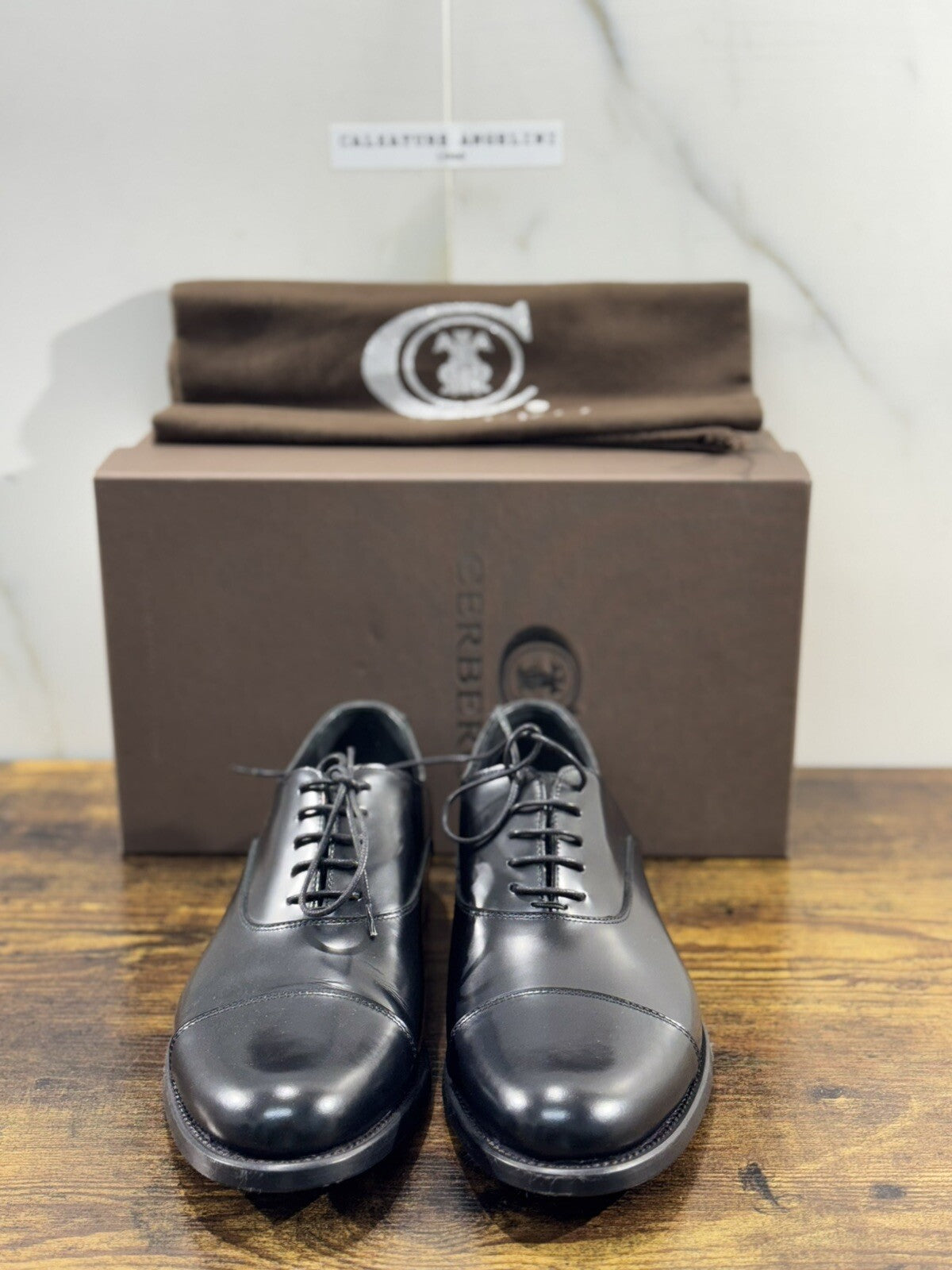 Cerbero Scarpa Uomo Oxford Pelle Nera Lavorazione Blake 46
