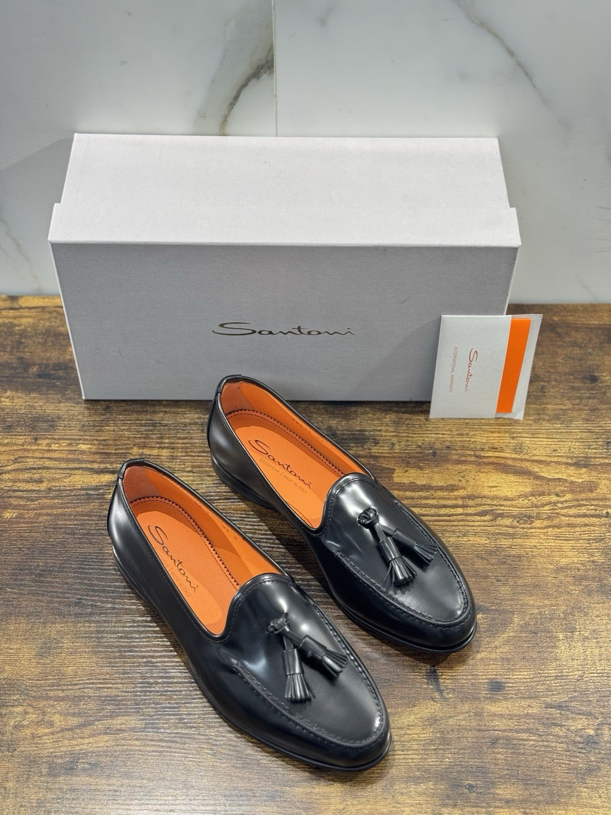 Santoni Mocassino Uomo Tassel Pelle Nero Goodyear Luxury Men Santoni 42