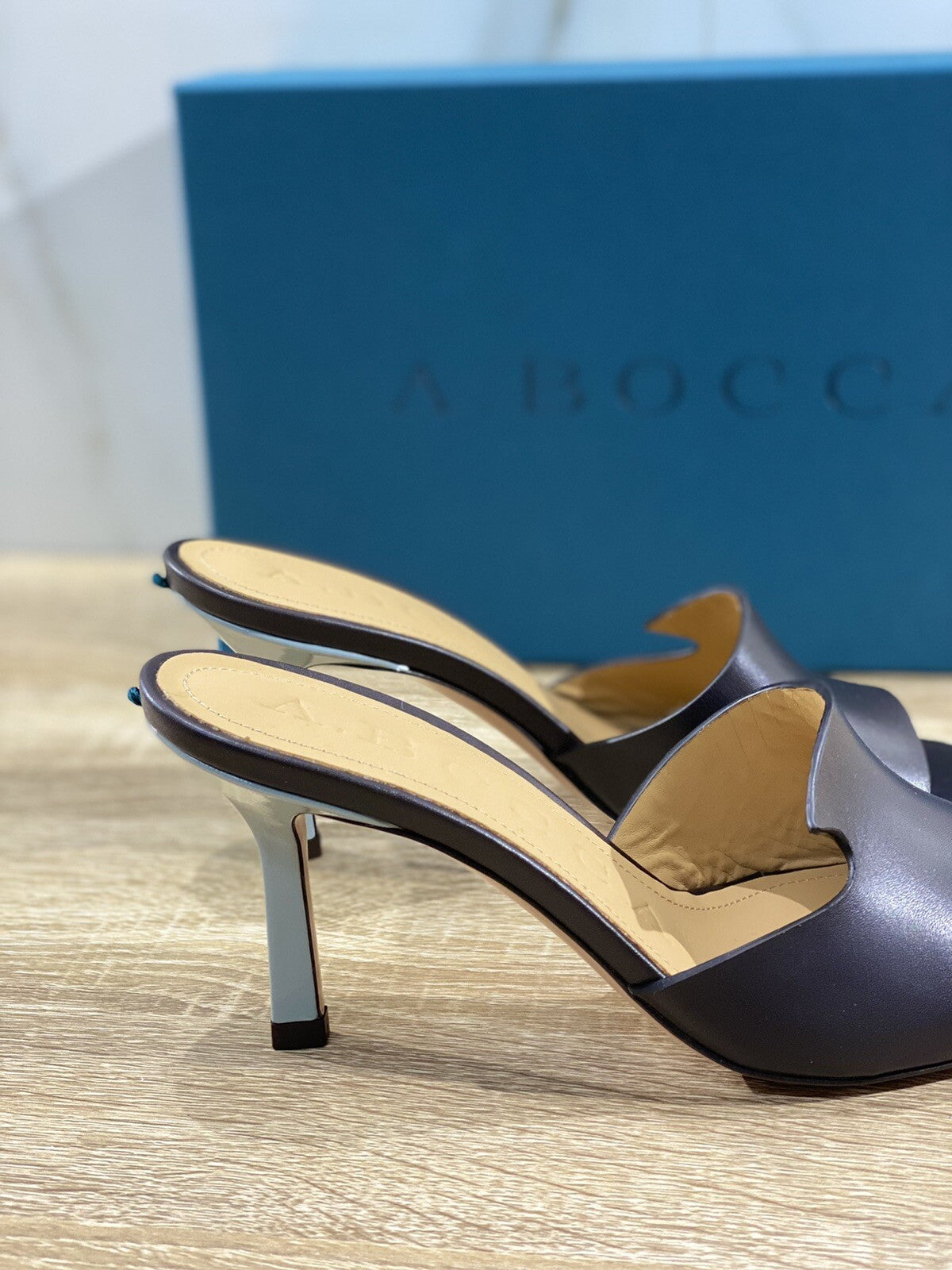 A.bocca Sandalo Donna AB2277 In Pelle Caffè Luxury Sandal Woman 36