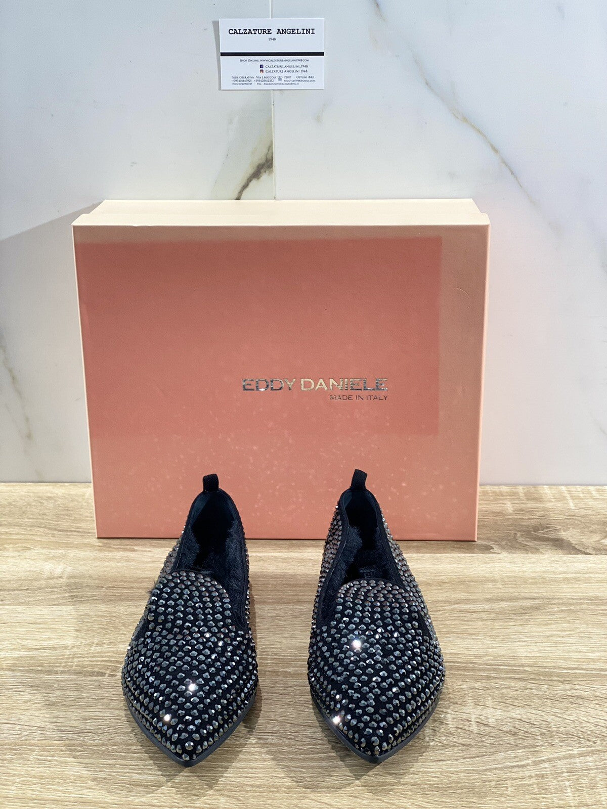 Eddy Daniele Ballerina donna nero real Swarovski luxury woman boot 39