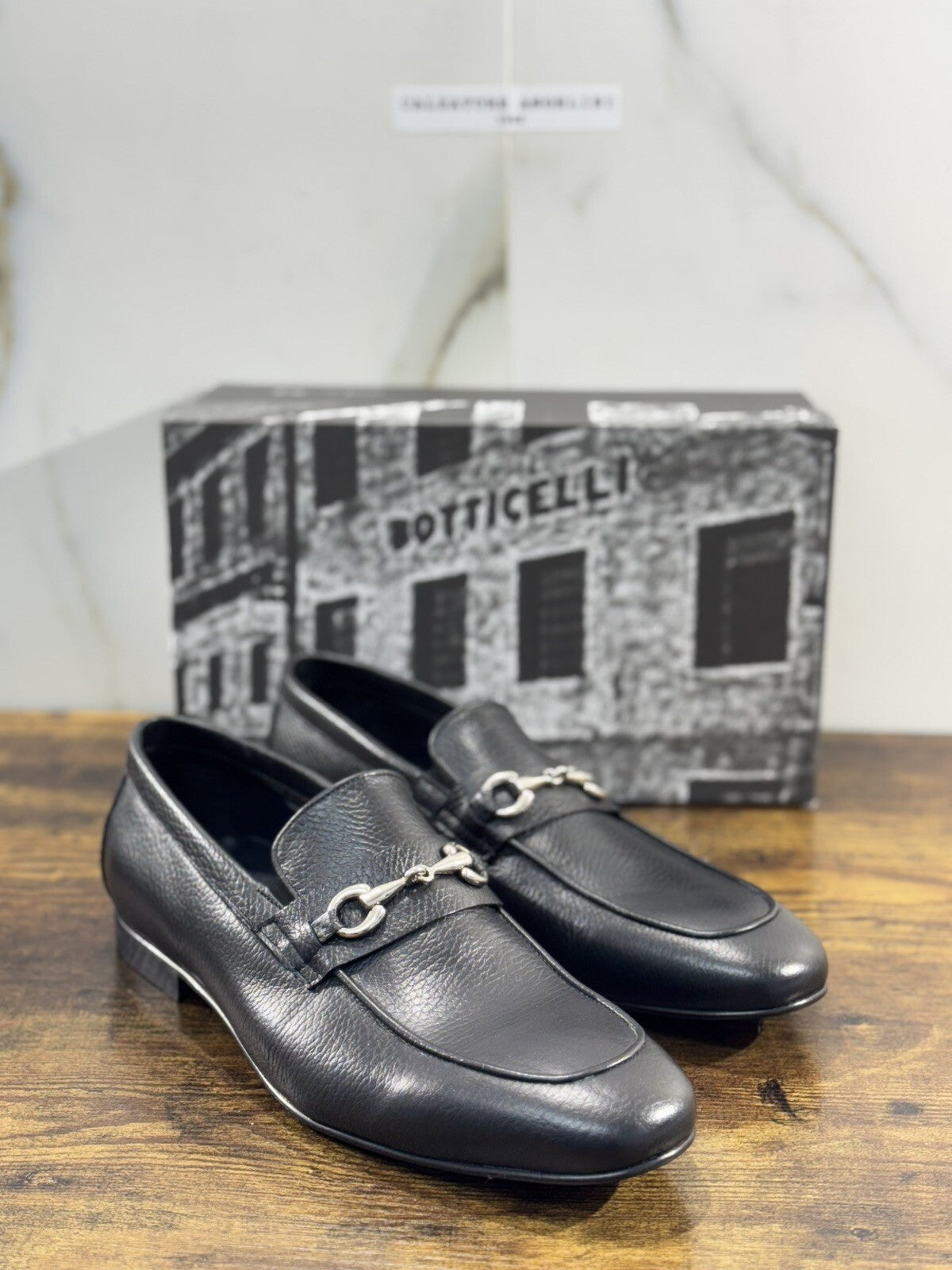 Roberto Botticelli Mocassino Uomo Pelle Nero Fondo Cuoio Made In Italy 45