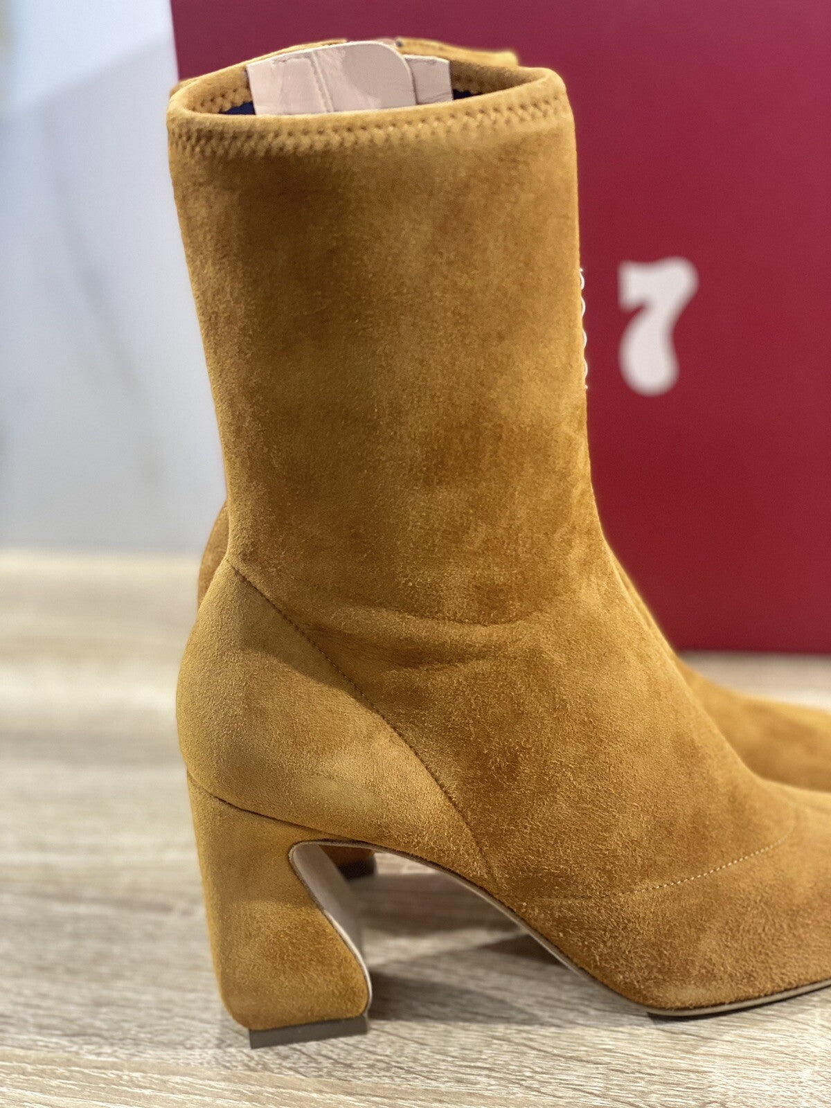Sergio Rossi Stivaletto Donna Si Rossi In Suede Cuoio Stretch Lux Woman Boot 36