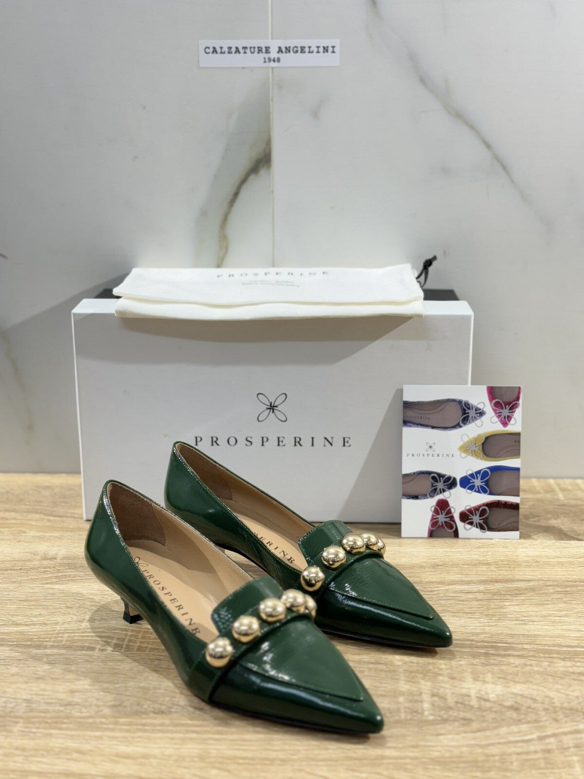 Prosperine Ballerina Tacco donna in Naplak Verde luxury made in italy 37
