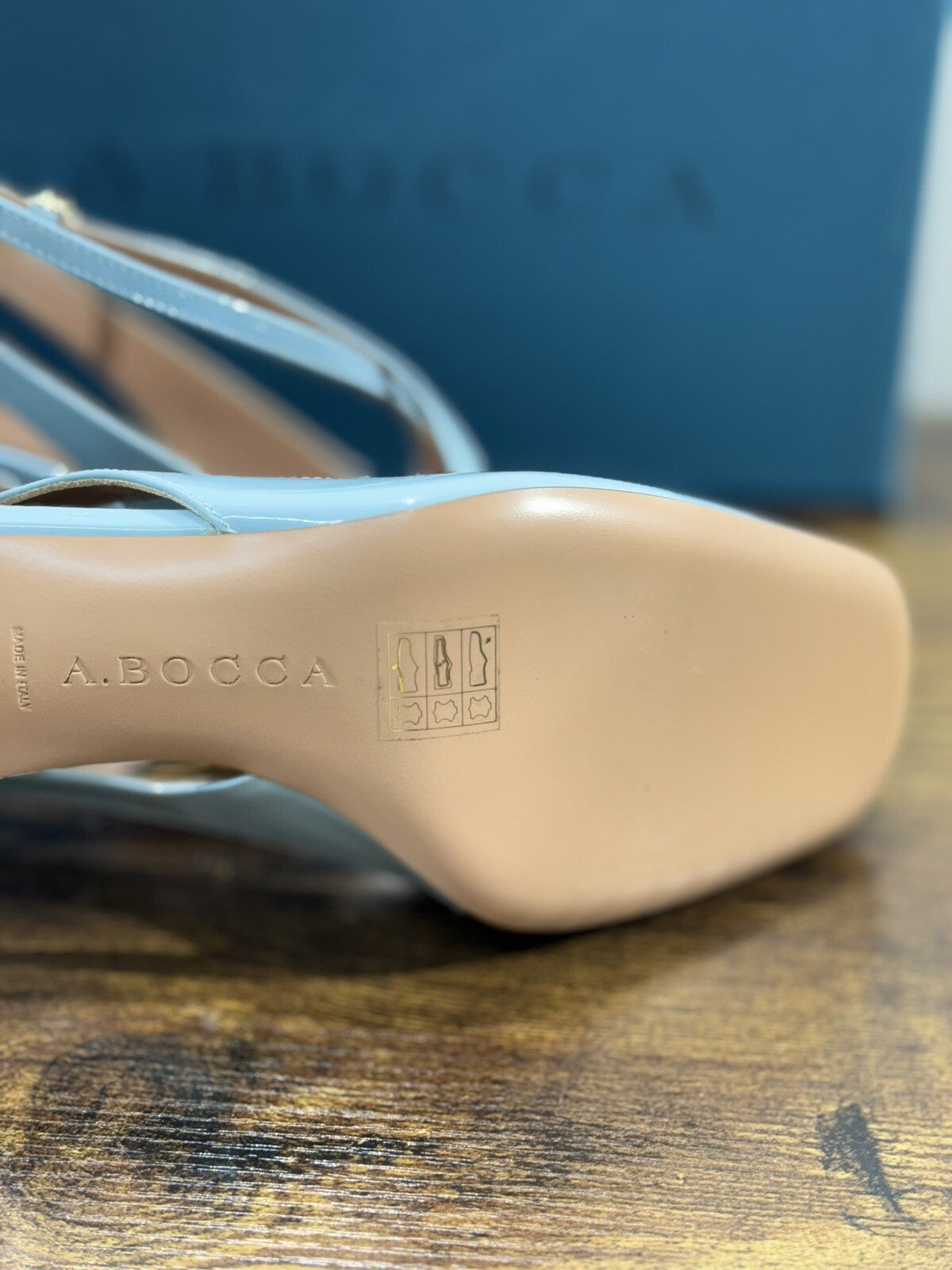 A.Bocca Two For Love Sling Back Donna Pelle Cielo Tacco Luxury Handmade 40