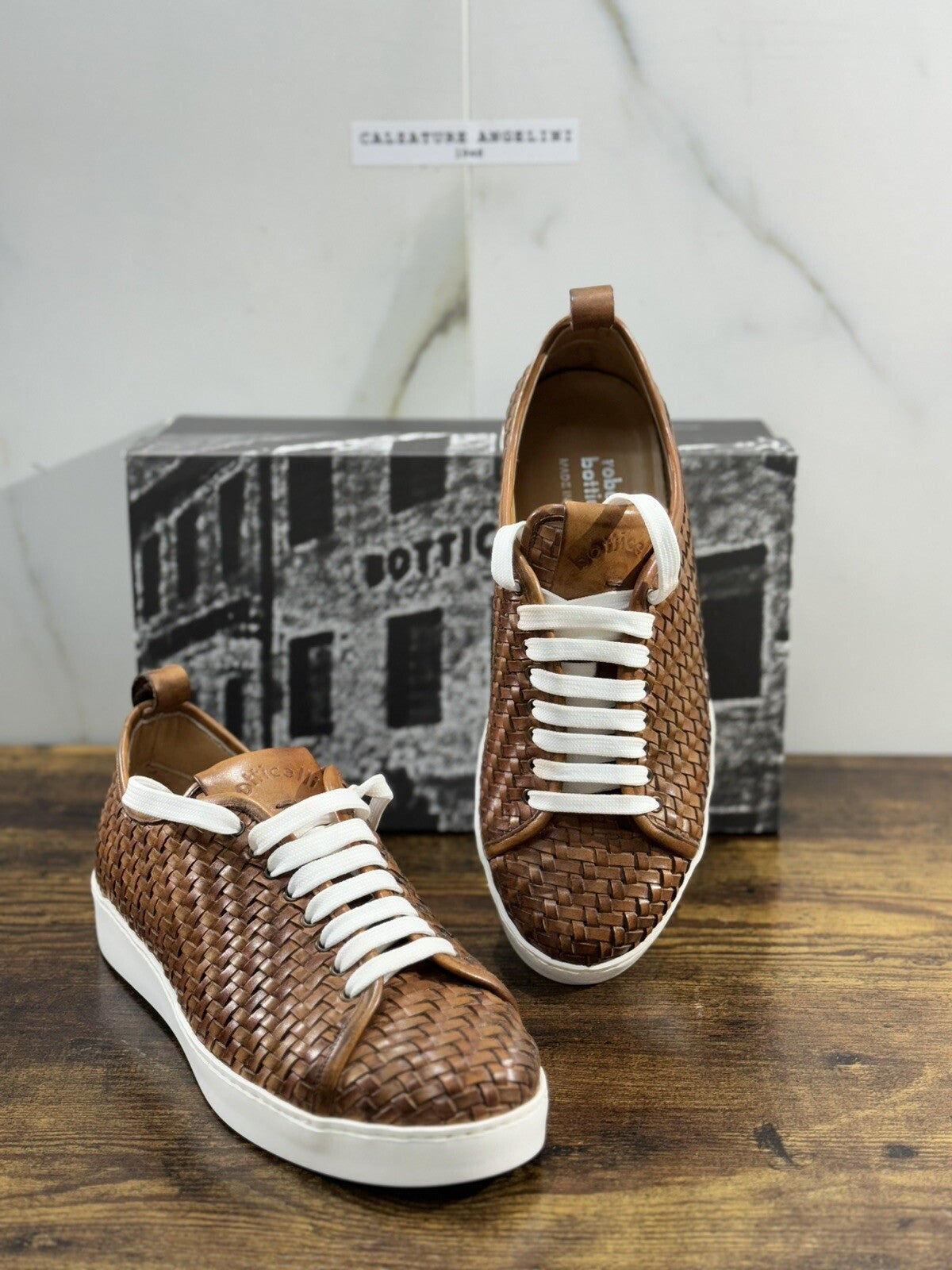 Roberto Botticelli Sneaker Uomo Pelle Intrecciata A Mano Gomma Made In Italy 40