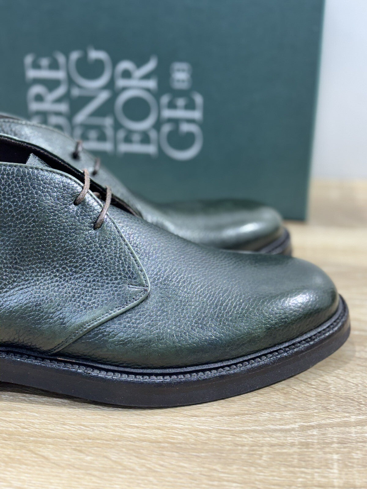 Green George Scarpa Uomo Polacchino Pelle Verdone Fondo Extra Light 42