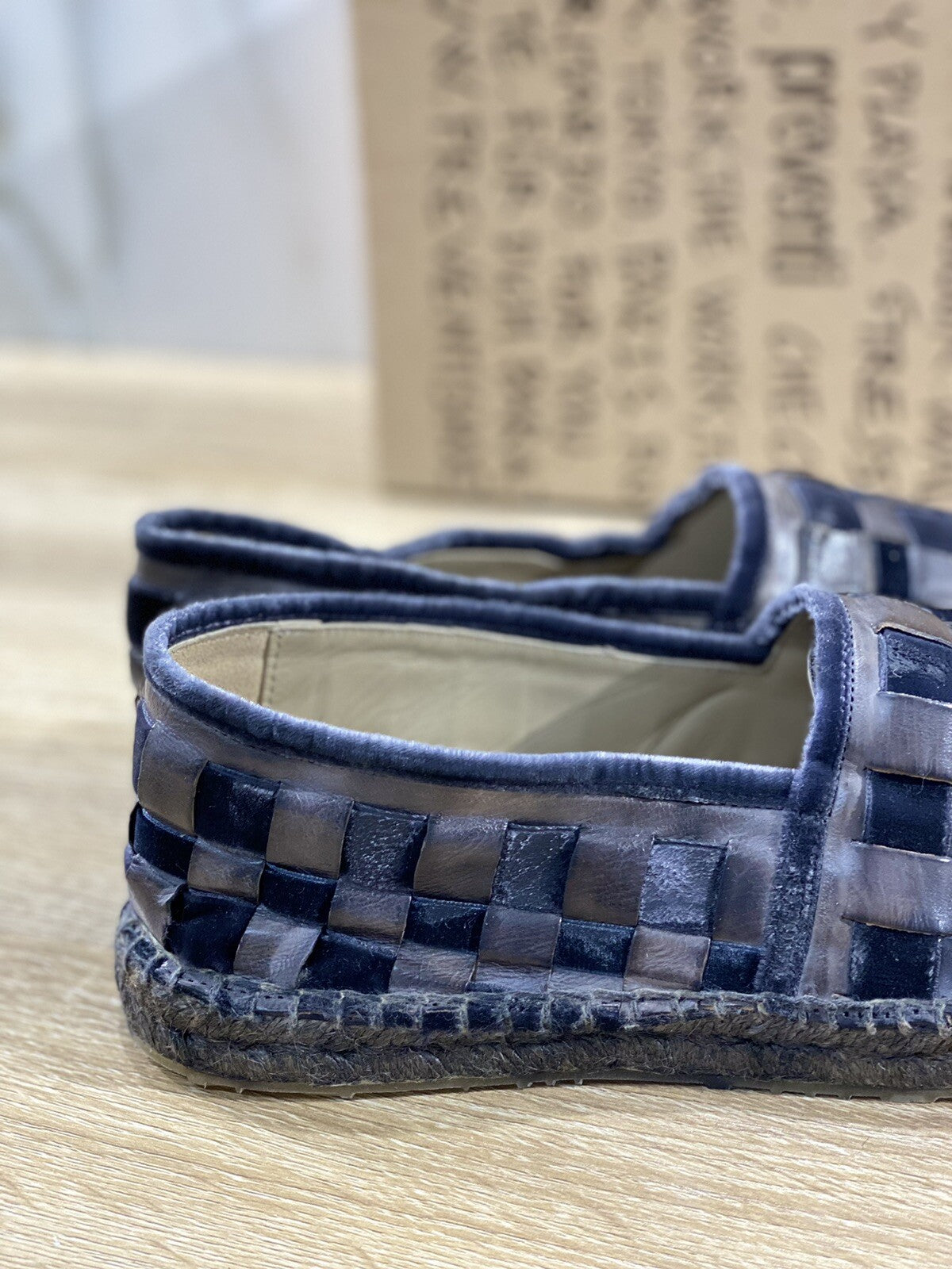 Preventi Espadrilles Uomo In Pelle Intrecciata Blu Men Shoe Preventi 40