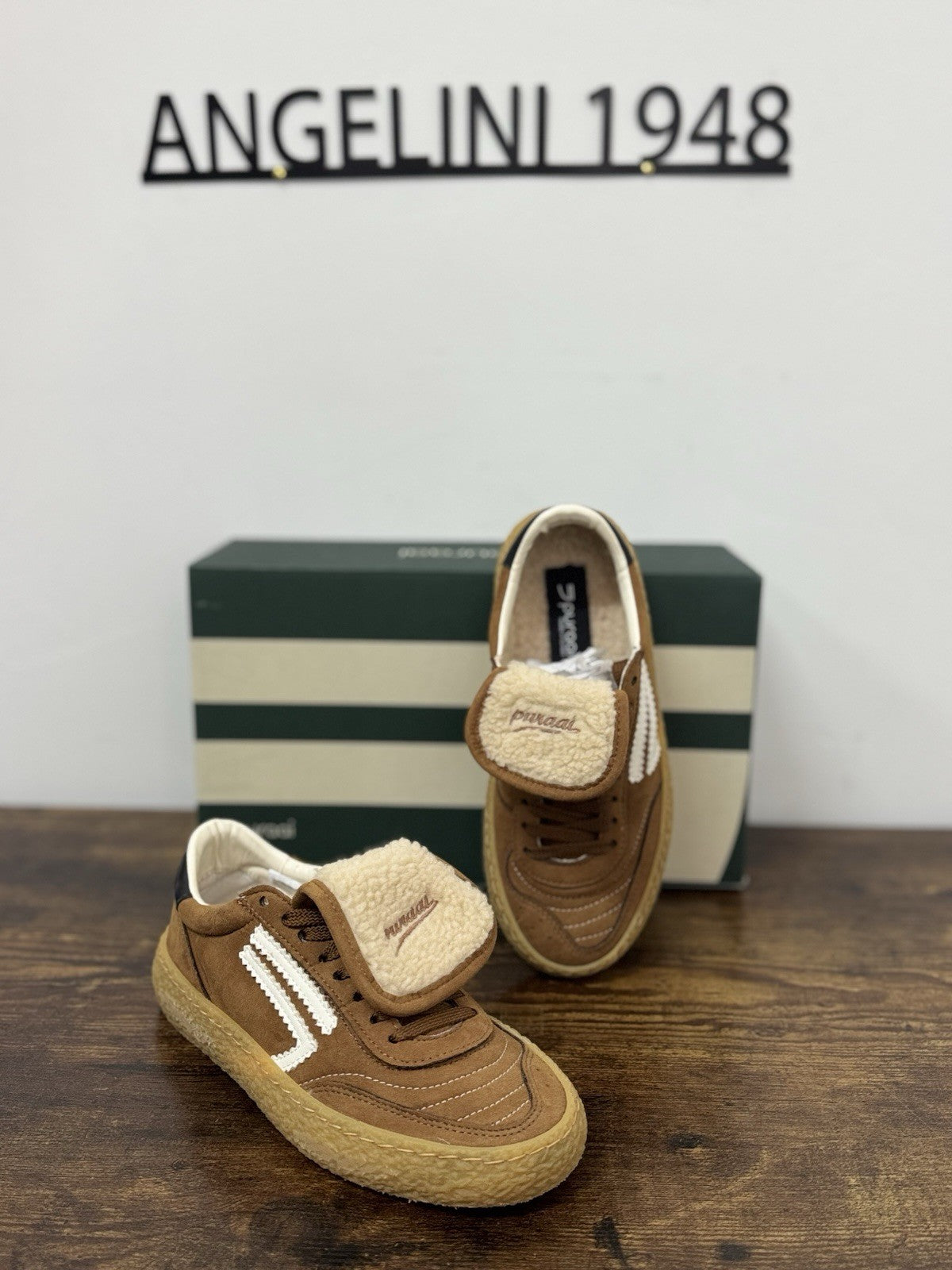 Puraai Teddy Tab Sneaker Suede Cuoio Casual Scarpa Donna 36