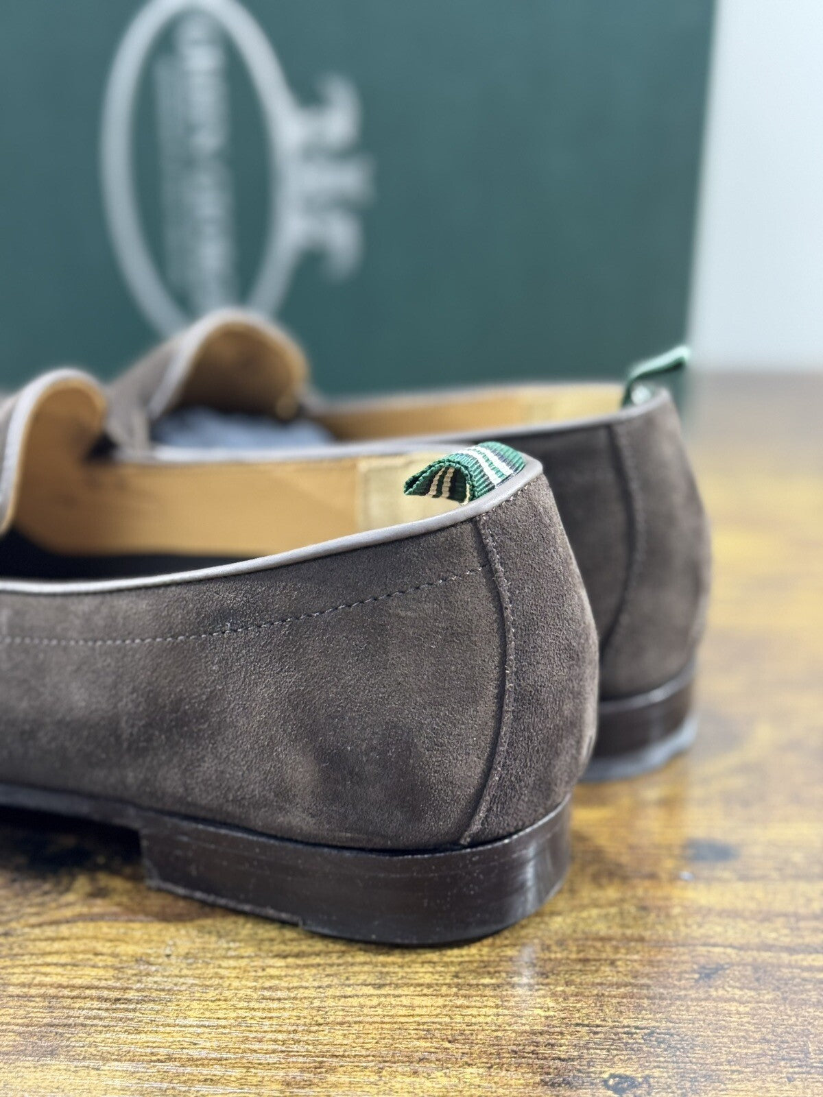 Green George Mocassino Uomo Suede Testa Moro Luxury Handmade Men 40