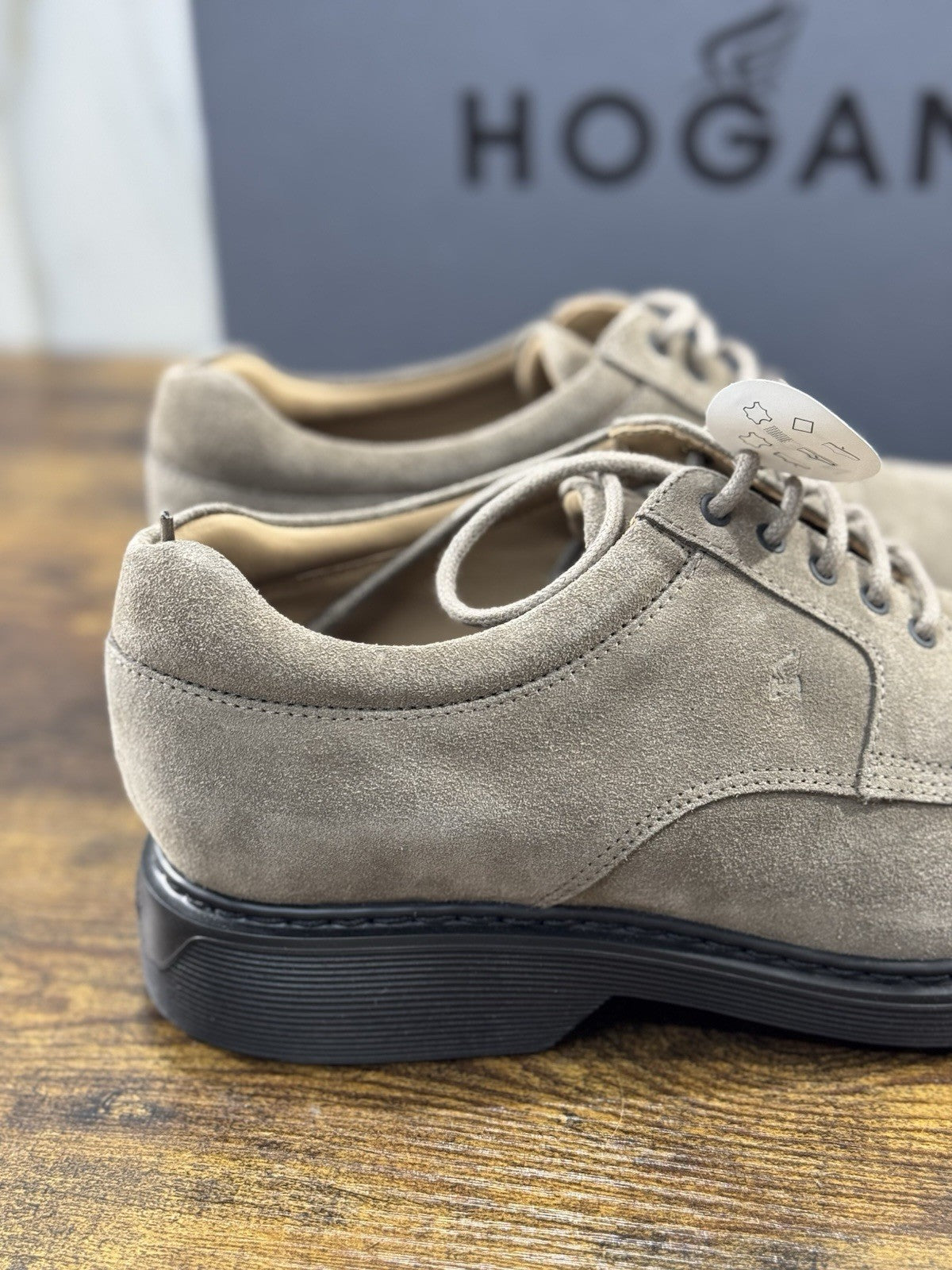 HOGAN scarpe Derby in Pelle Suede Palude Memory Foam Uomo 41