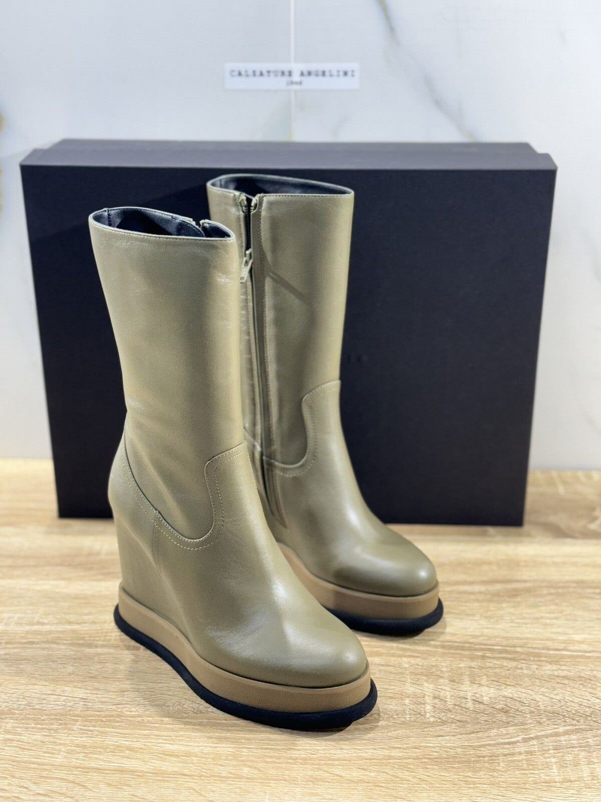 Paloma Barcelo’ Stivaletto Alena Donna Pelle Verde Zeppa Extra Light 40