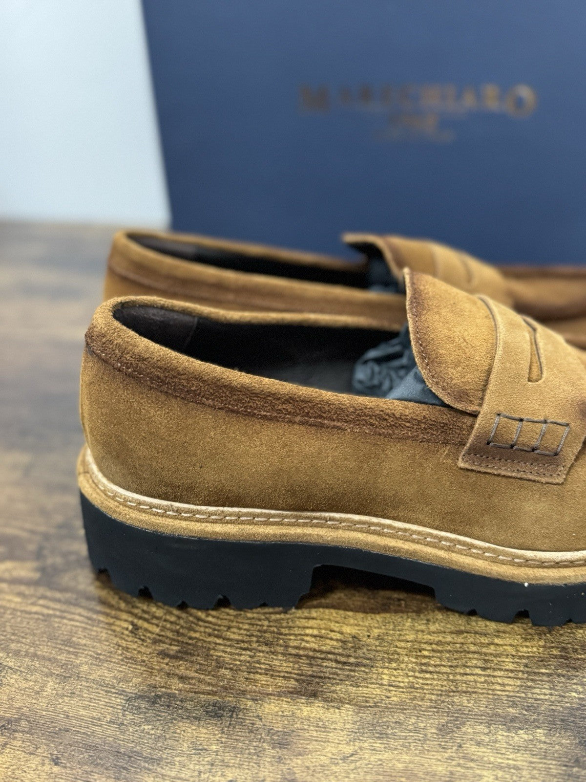 Marechiaro 1962 Mocassino Suede Pelle Rum Made In Italy Extra light Uomo 41