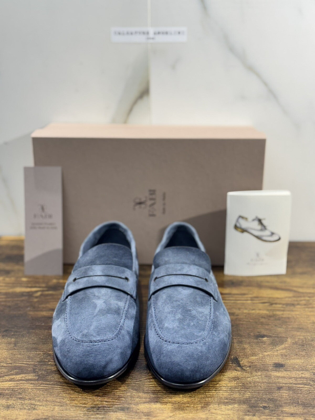 Fabi Mocassino Uomo Pelle Blu Suede Goodyear Handmade Fabi Handmade Loafer 43
