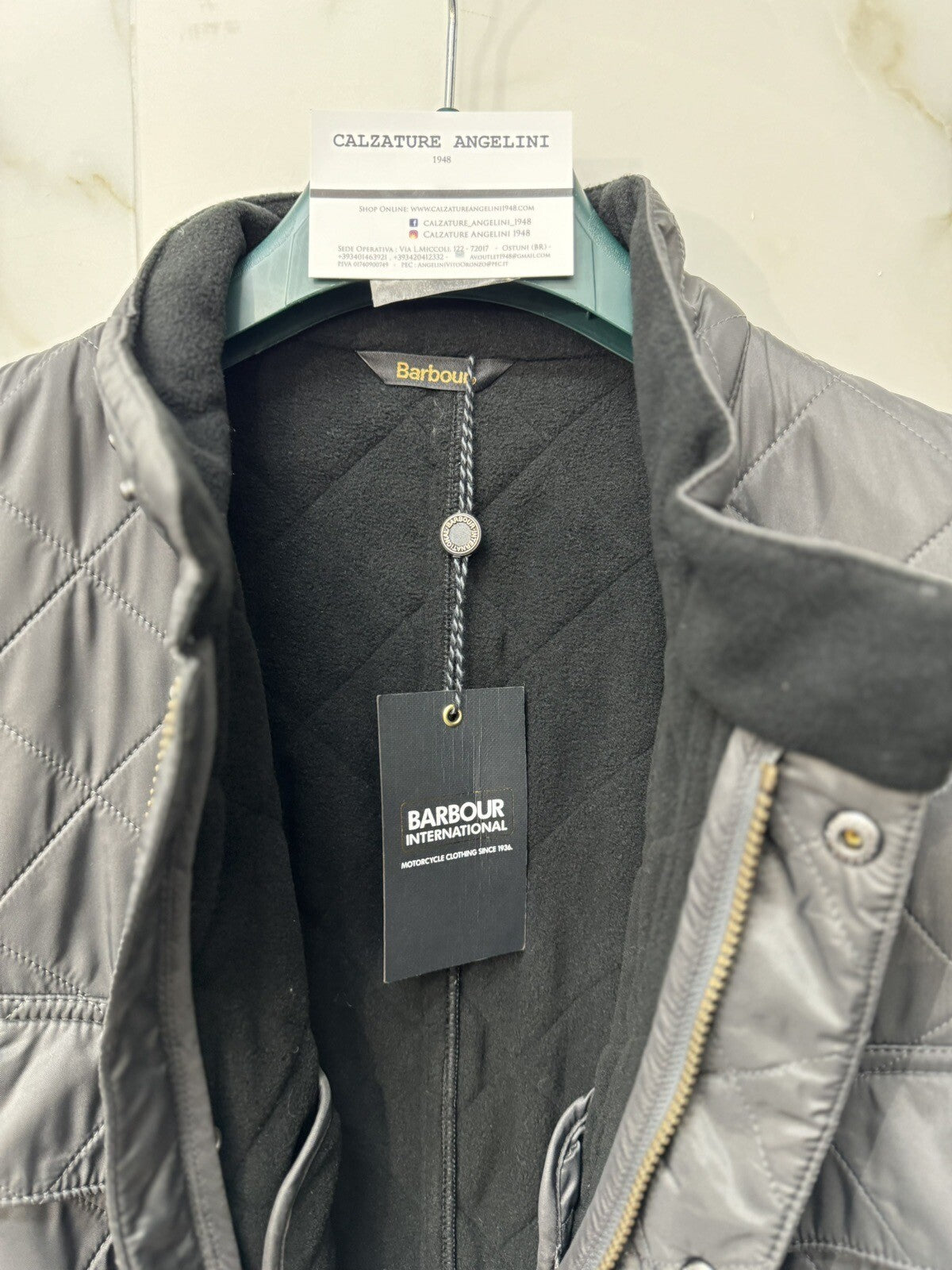 Giubbotto Uomo Barbour International Grigio Ariel Polarquilt con tasche XXL