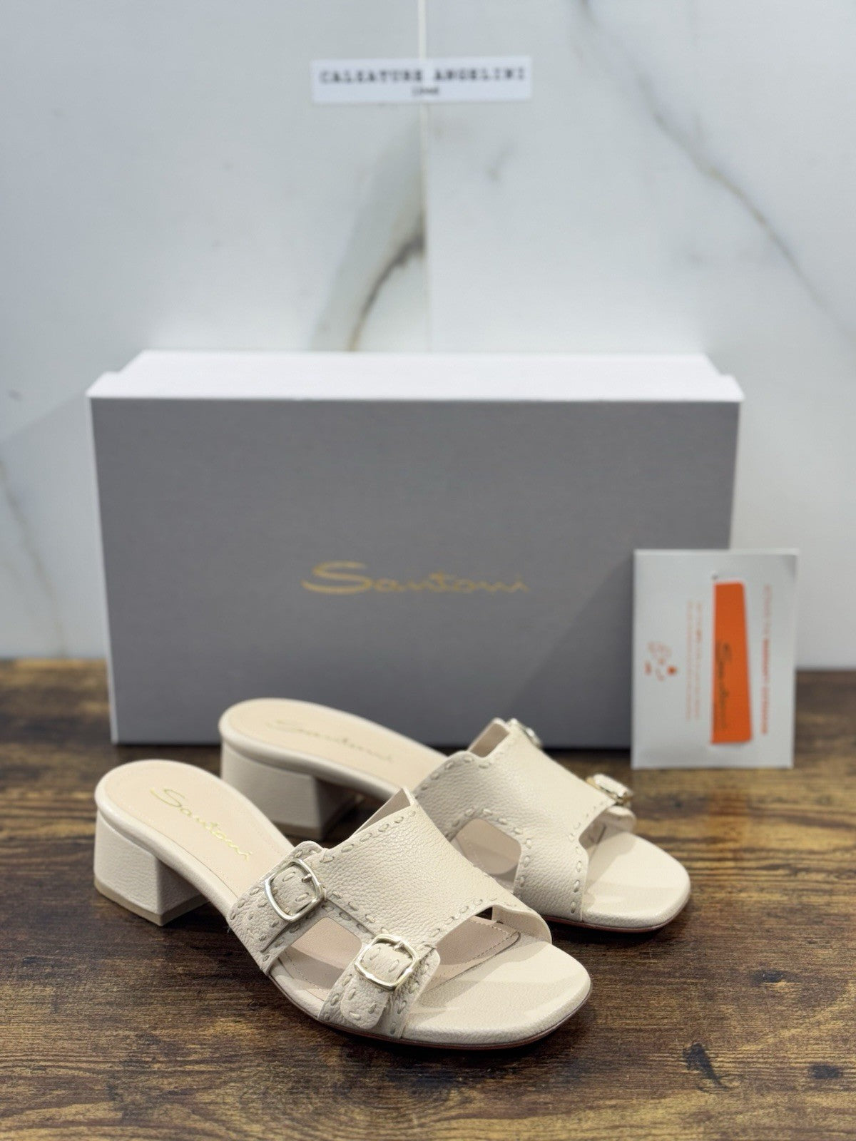 Santoni Sandalo Doppia Fibbia Pelle Beige Luxury Santoni Scarpe Donna 38