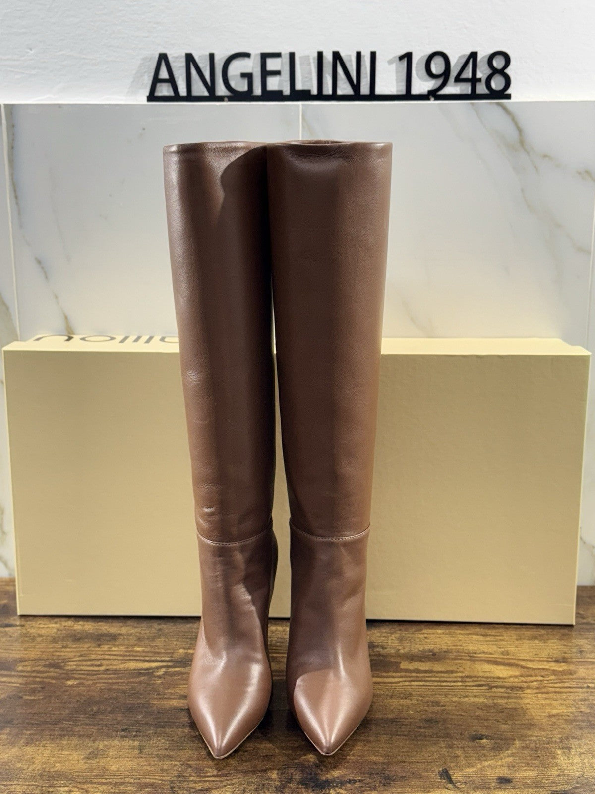 Ninalilou Stivale Donna Pelle Castagno Con Tacco Luxury Boot 37
