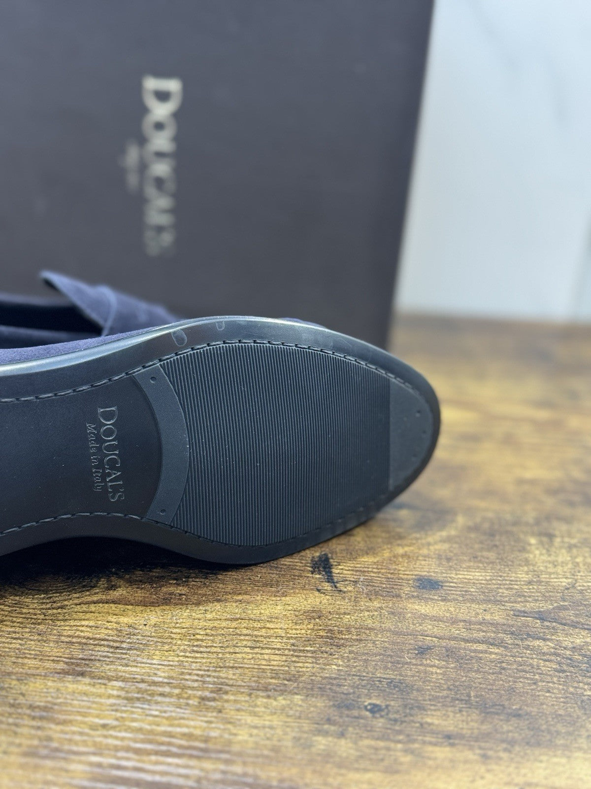 Doucal’s Mocassino Suede Blu Fondo Gomma Luxury Doucal’s Uomo 43