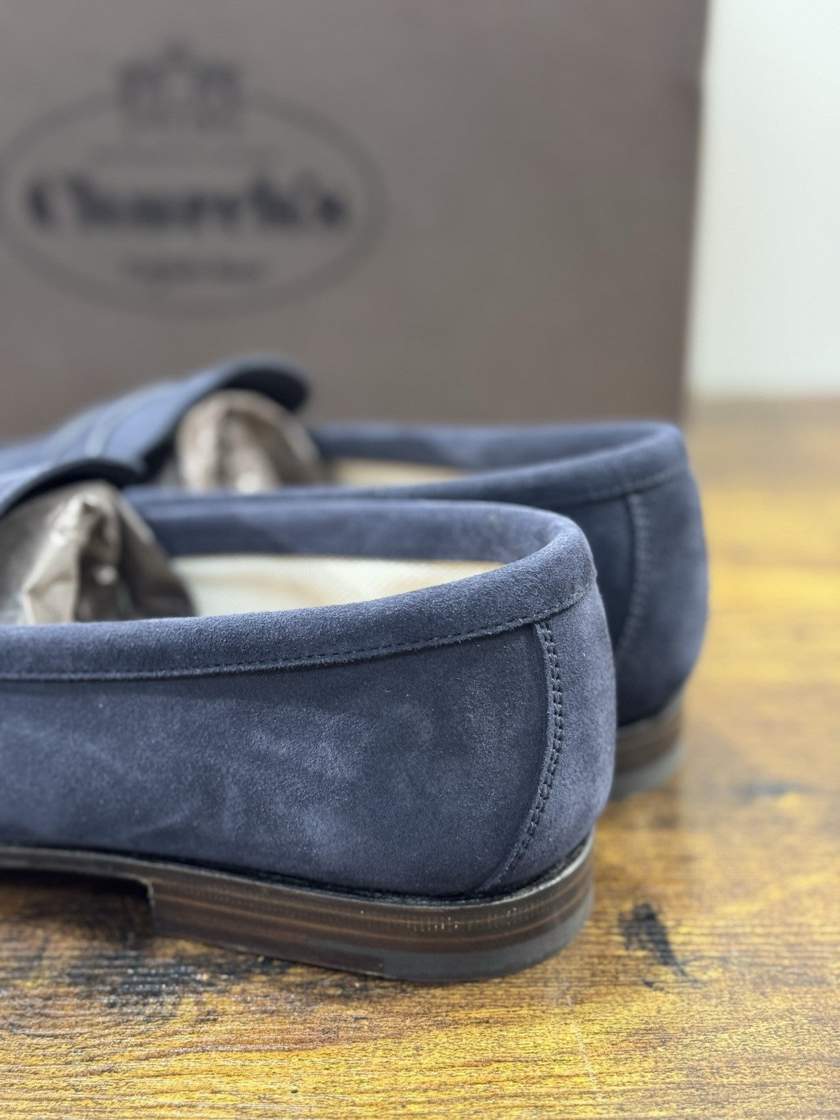 Church’s Maltby Mocassino Fondo Cuoio In Suede Blu Luxury Uomo 44