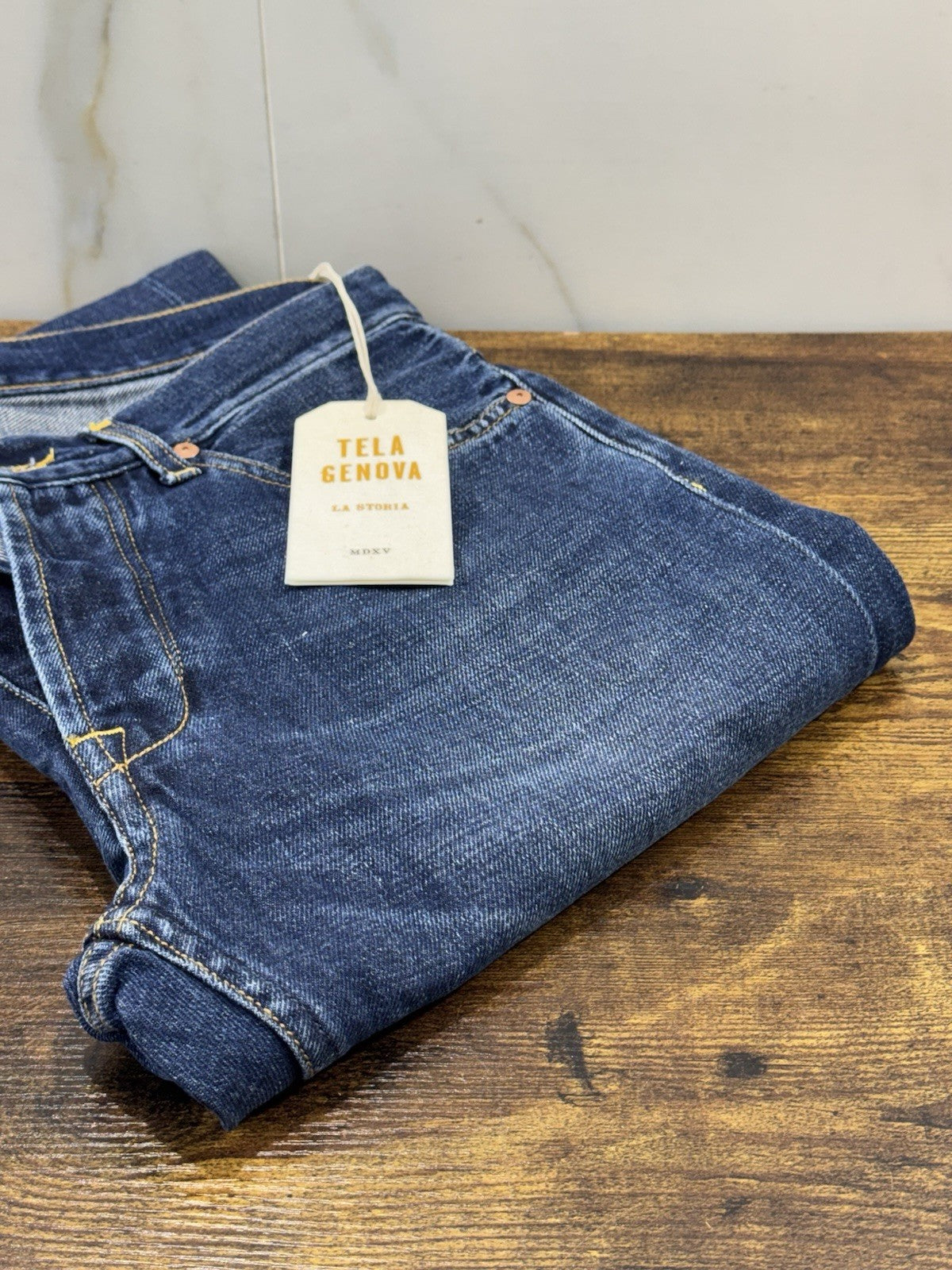 Tela Genova Jeans Cosmy Blue Cotone E Lino Casual Tela Genova Icon Jeans 34