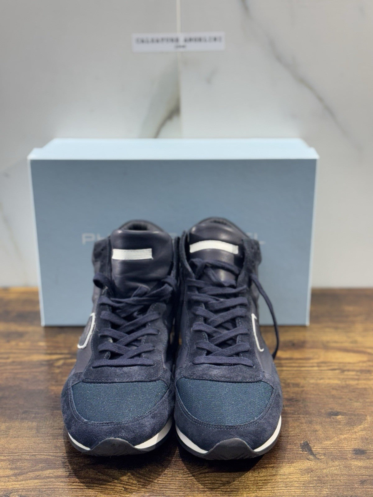Philippe Model Sneaker Uomo Tropez Hi Top Pelle Blu 45