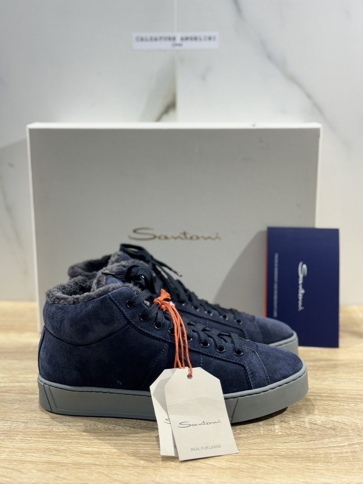 Santoni Sneaker Uomo Suede Blu Luxury Men Shoes Casual
