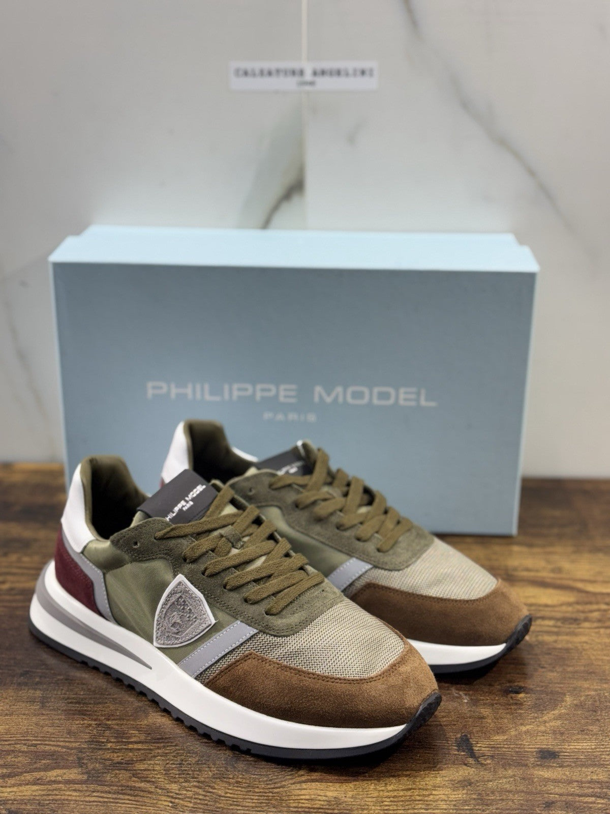 Philippe Model Tropez Sneaker Pelle Verdone Marrone Casual Uomo 42