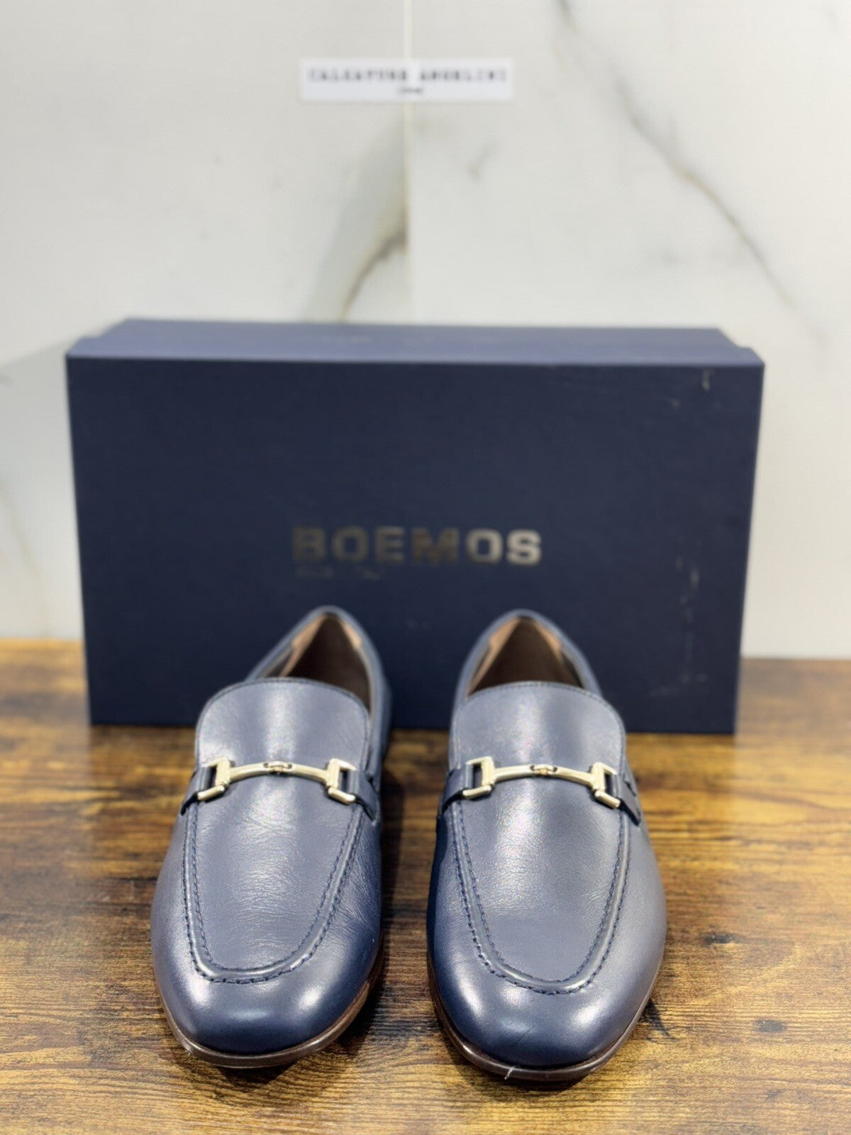 Boemos Mocassino Uomo Fondo Cuoio Cucito Pelle Blu Made In Italy 43