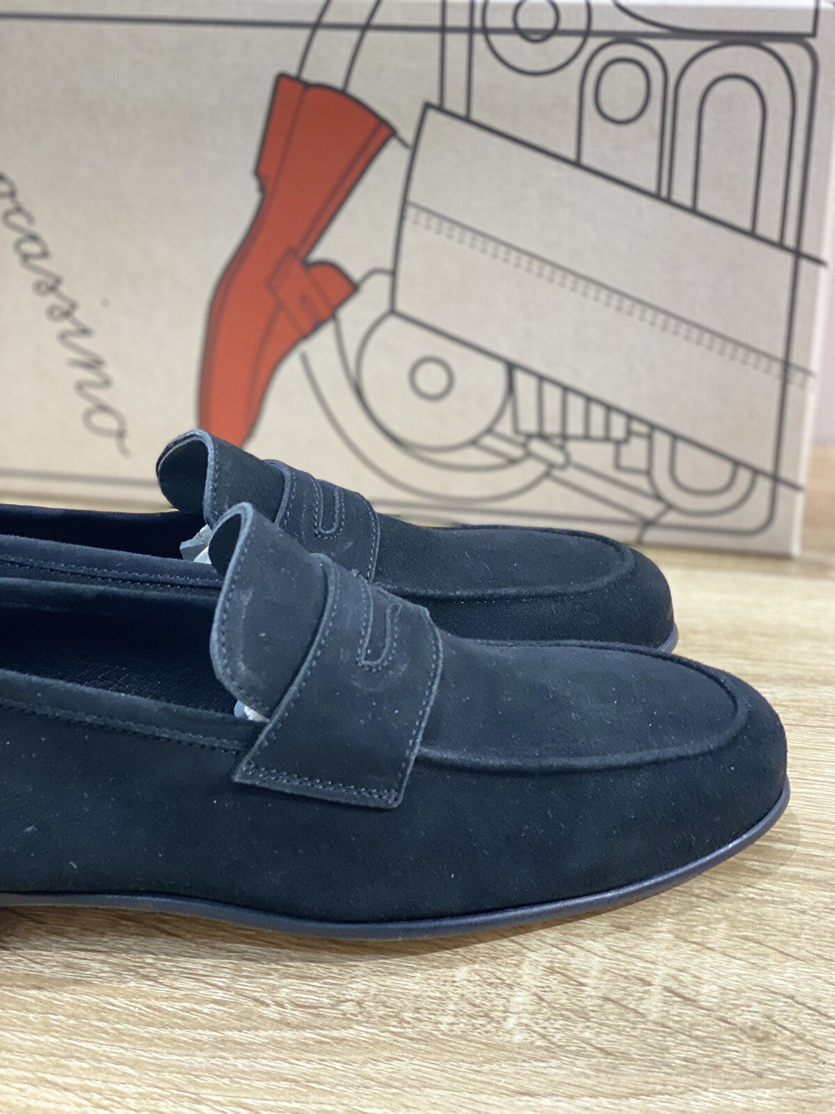 Il Mocassino Scarpa Uomo Modello Tasca In Suede Nero Luxury Men Shoes 40