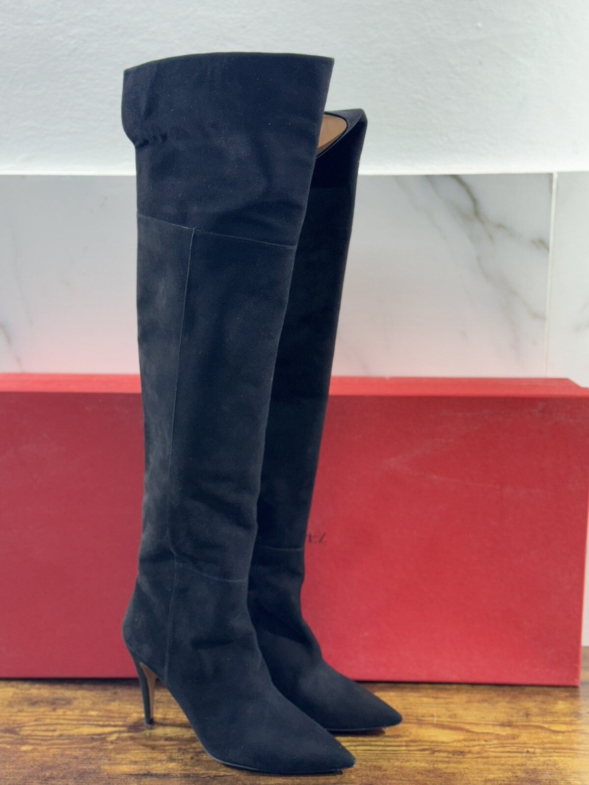 Pura Lopez Stivale Donna Sopra Ginocchio Suede Nero Luxury Boot 39