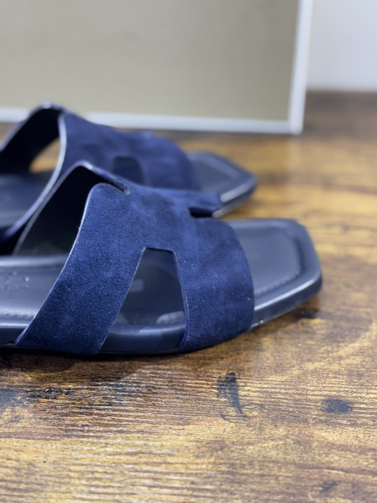 Capri Sandalo Donna In Suede Blu Fatto A Mano In Italia Fondo Cuoio 38