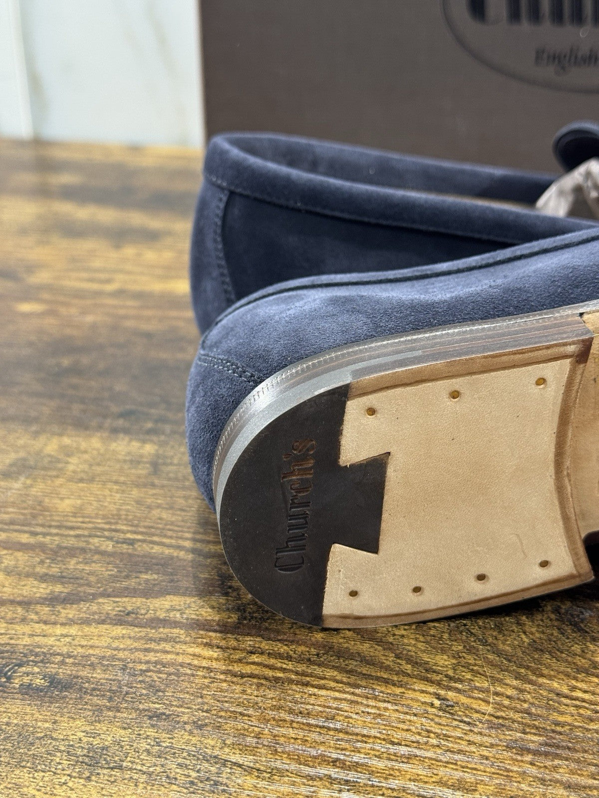 Church’s Maltby Mocassino Fondo Cuoio In Suede Blu Luxury Uomo 41