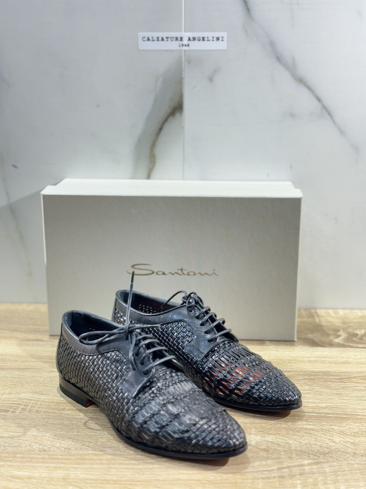 Santoni Stringata Donna Pelle Nera Intreccio Luxury Woman Santoni 38