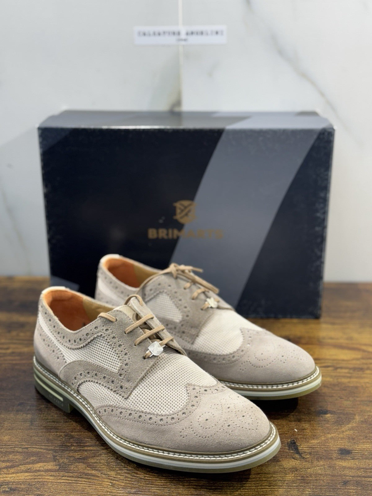 Brimarts Stringata Uomo Suede Beige Casual Men Shoe 41