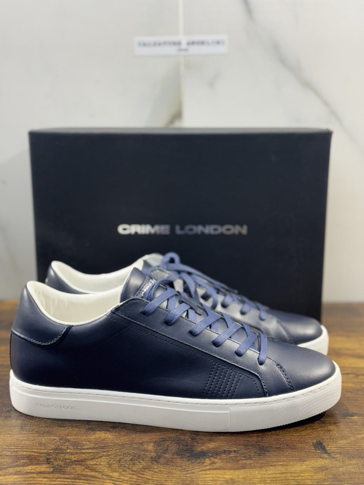 Crime London Sneaker Uomo Low Top Essential Pelle Blu Casual Men Shoes 44