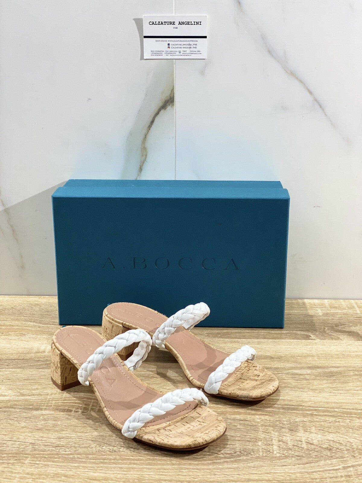 A.bocca Sandalo Donna AB2279 In Pelle Bianca Luxury Sandal Woman 37