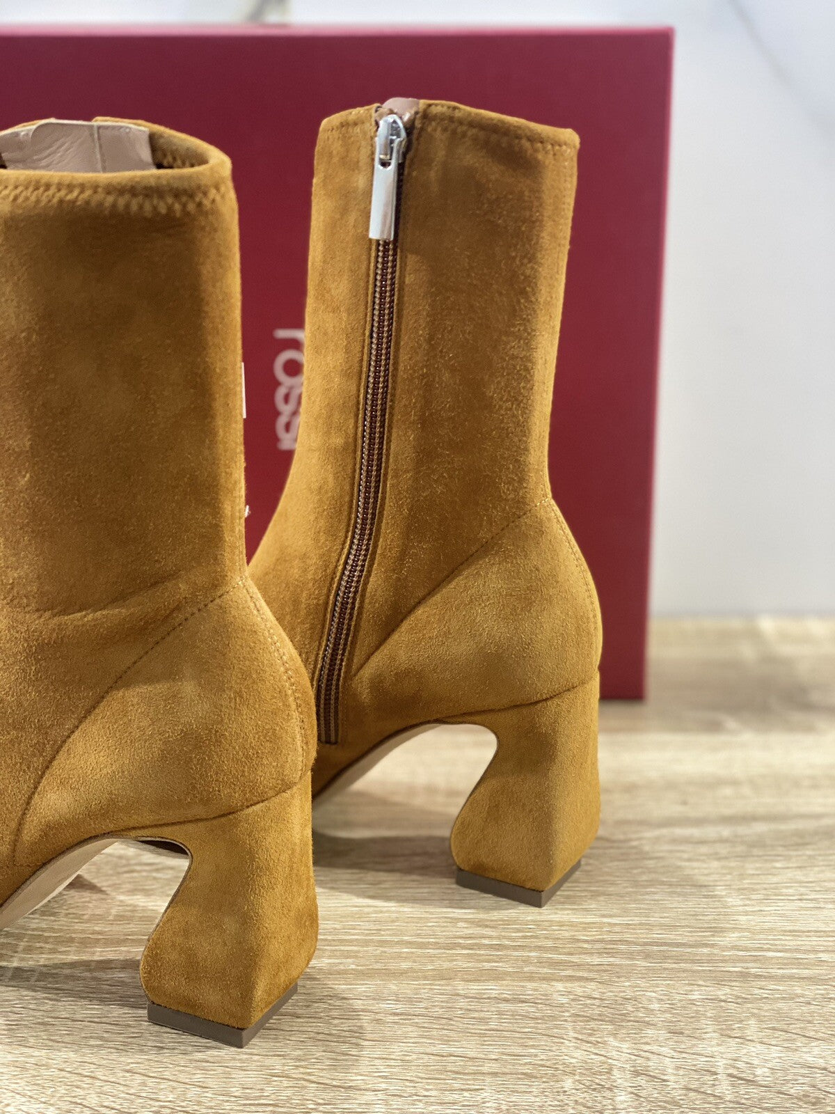 Sergio Rossi Stivaletto Donna Si Rossi In Suede Cuoio Stretch Lux Woman Boot 36
