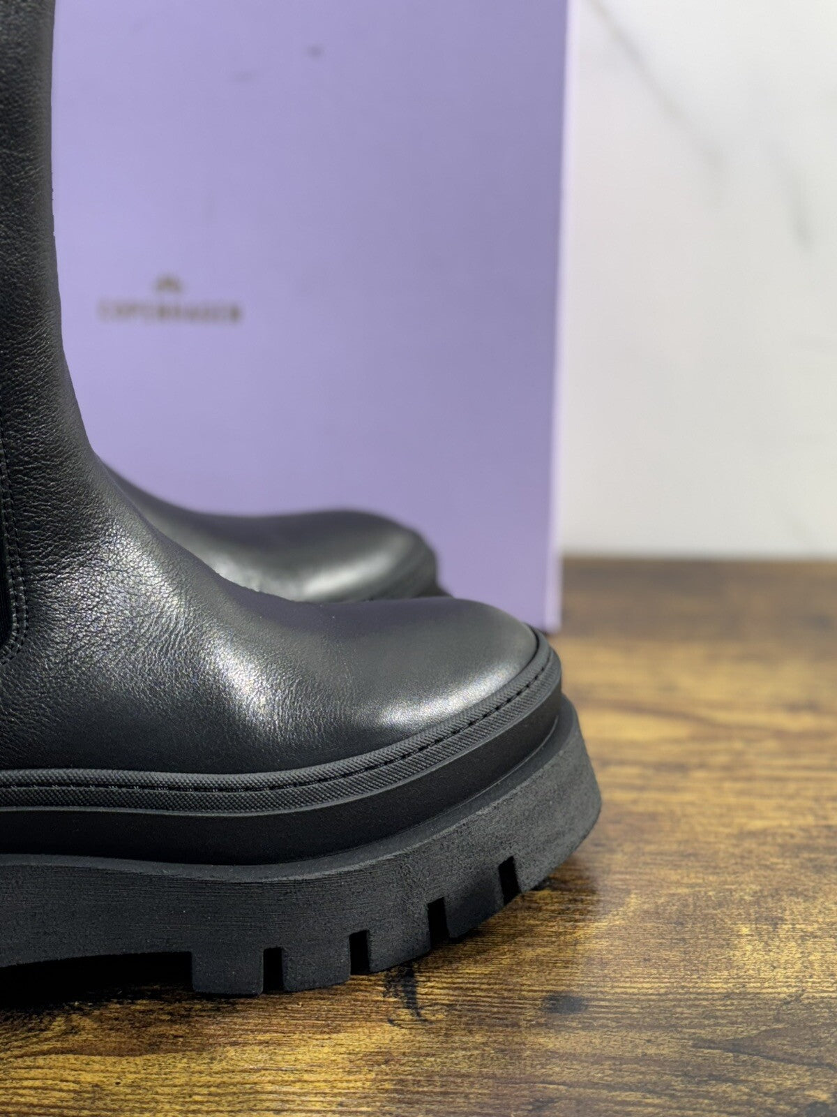 Copenhagen Chelsea Boot Combat Donna Pelle Waxed Nero Casual Boot 39